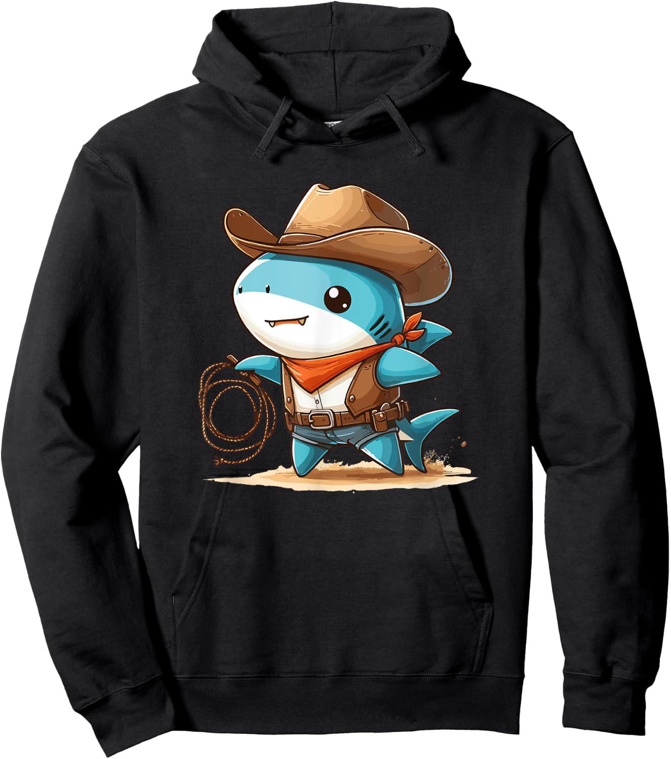 Western Rodeo Cowboy Hat Shark Texas Animals Hoodie - Hoodie | Black