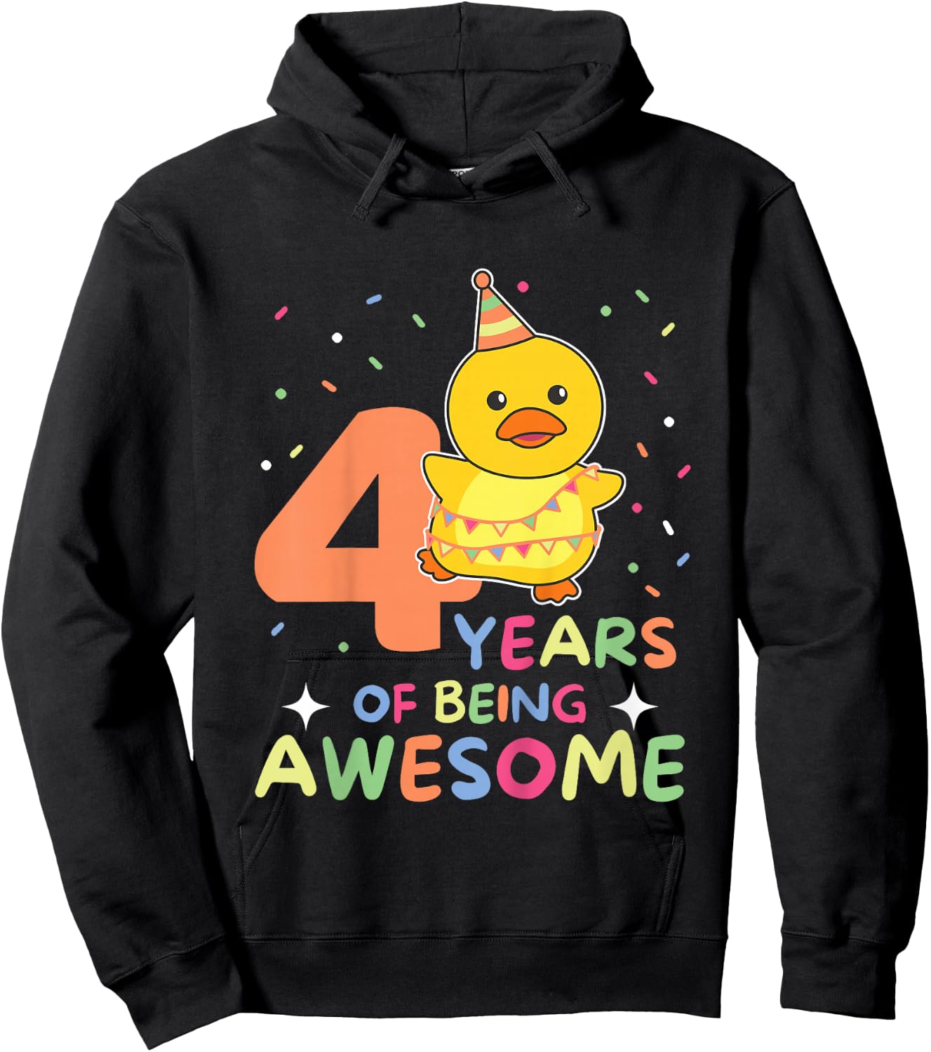 4th Birthday Duck For Children Four Years Old Hoodie - Hoodie | Black