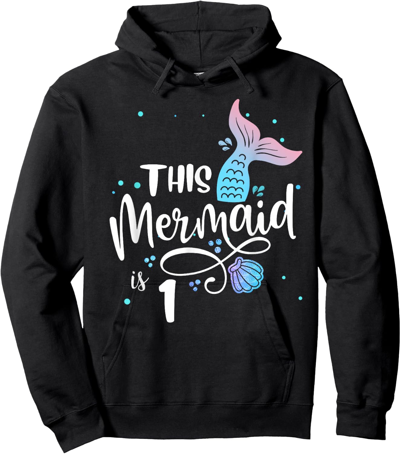 This Mermaid Is 1 Years Old 1st Birthday Mermaid Girl Hoodie - Hoodie | Black