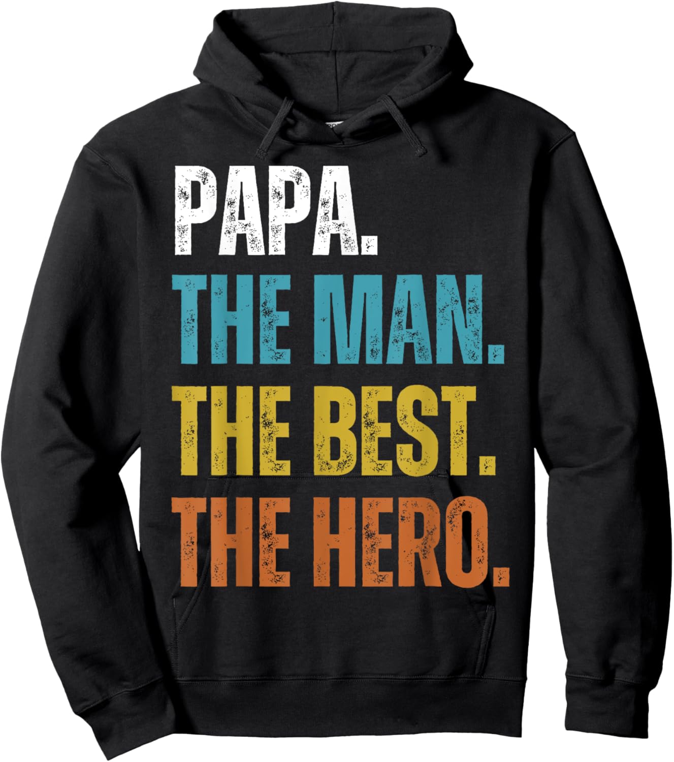 Vintage Papa The Man The Best The Hero Father's Day Hoodie - Hoodie | Black