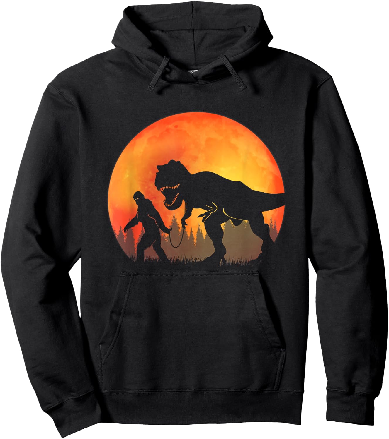 Bigfoot Dinosaur - Bigfoot and TRex Hoodie - Hoodie | Black