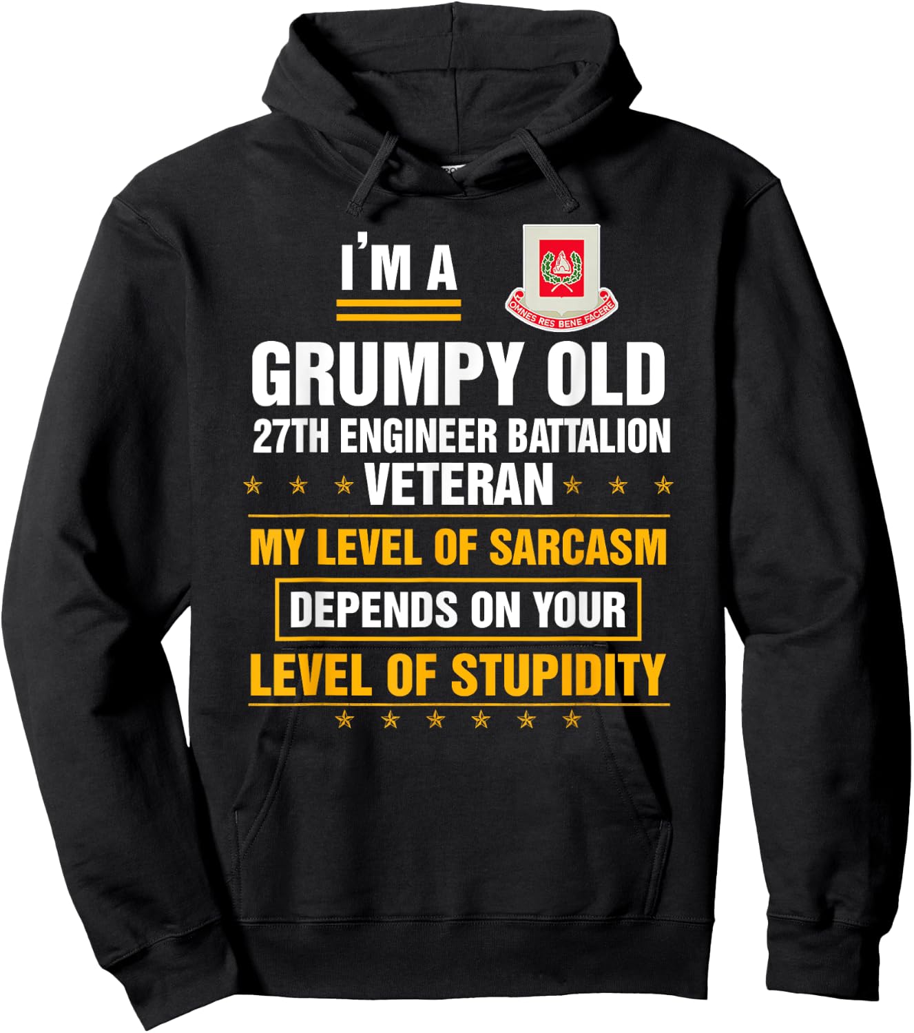 Grumpy Old 27th Engineer Battalion Veteran Funny Christmas Hoodie - Hoodie | Black