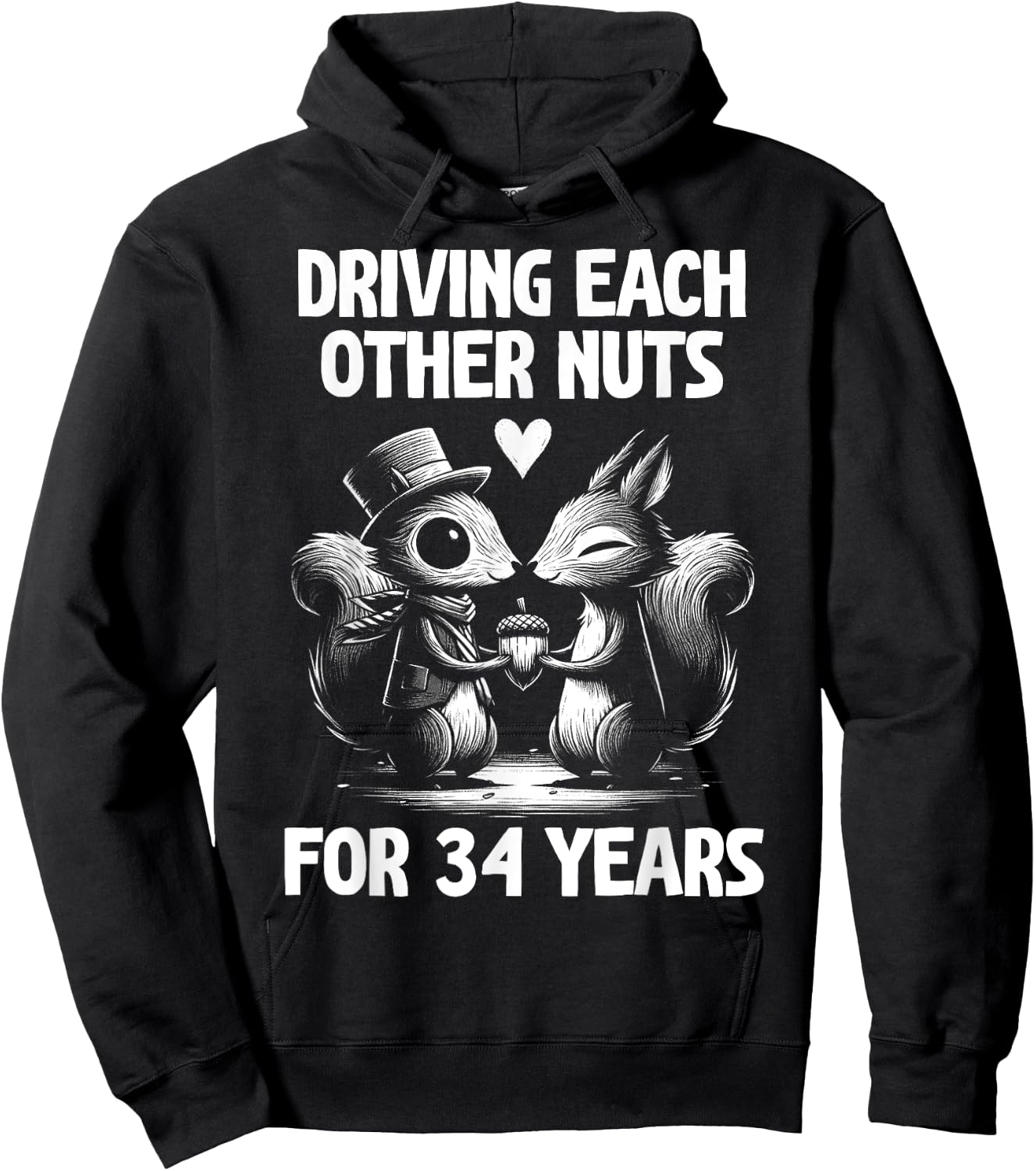 Driving Each Other Nuts For 34 Years Married Squirrel Hoodie - Hoodie | Black