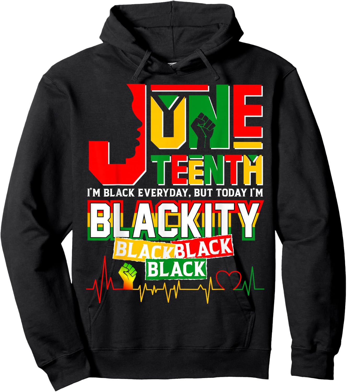 Juneteenth Blackity Heartbeat Black History African America Hoodie - Hoodie | Black