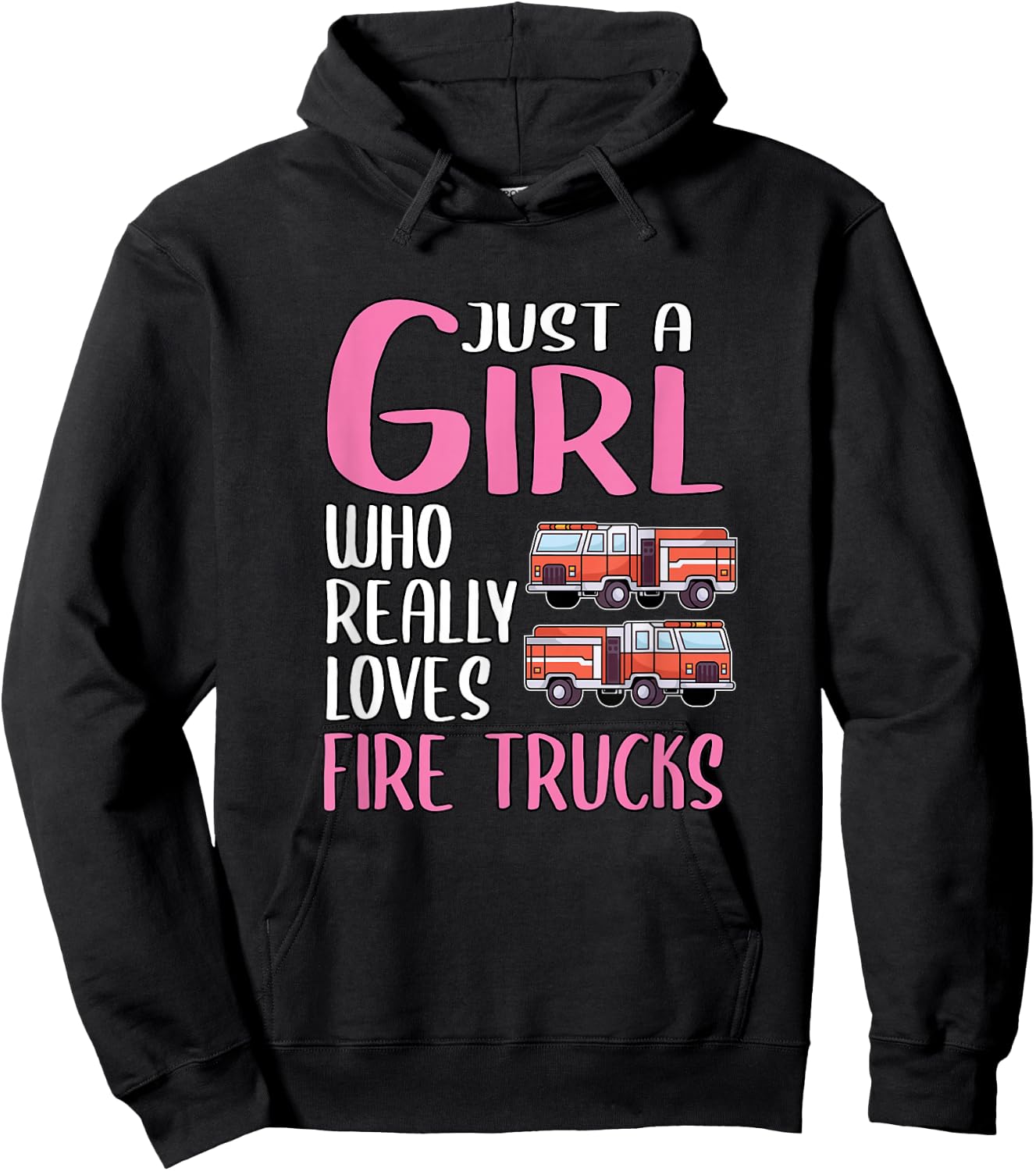 Gift Just A Girl Who Really Loves Fire Trucks Hoodie - Hoodie | Black