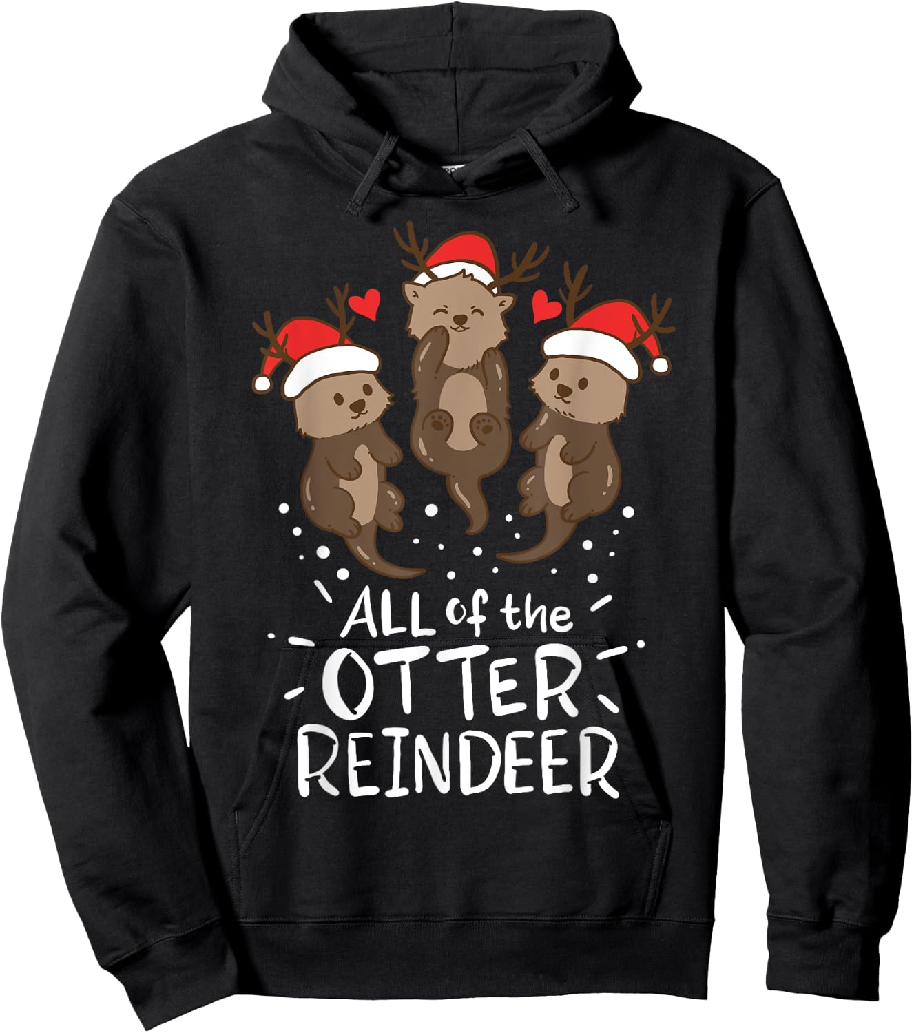 Otter Reindeer Deer Christmas Xmas Gift Present Hoodie - Hoodie | Black