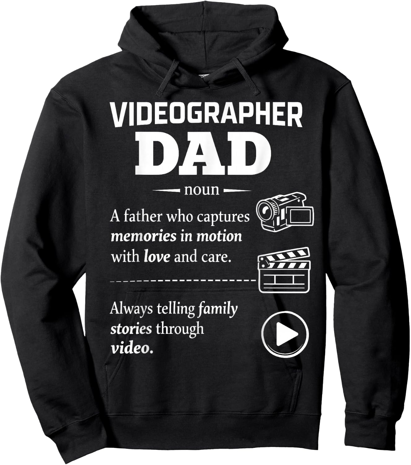 Videographer Dad Video Creator Father Family Memories Hoodie - Hoodie | Black