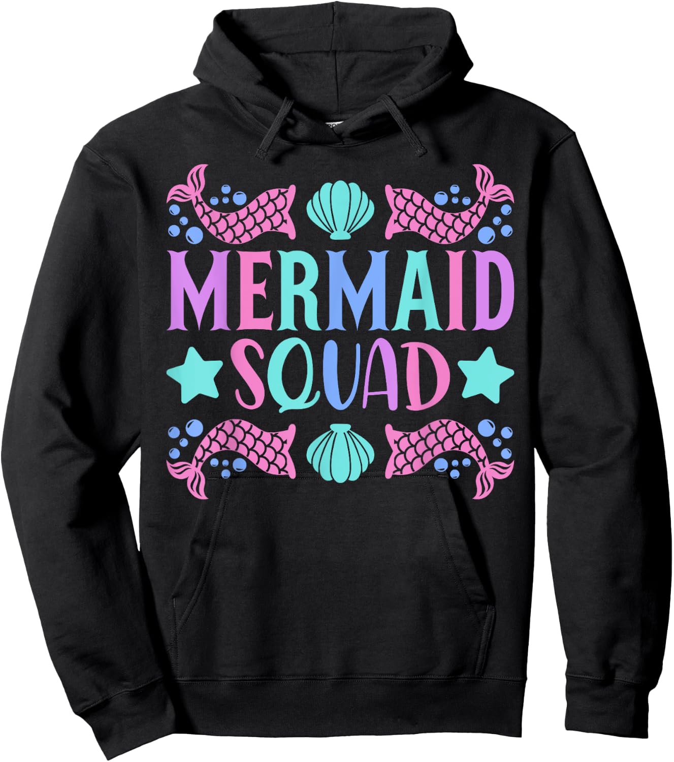 Mermaid Squad Cute Mermaid Birthday Party Outfit Kid Mermaid Hoodie - Hoodie | Black