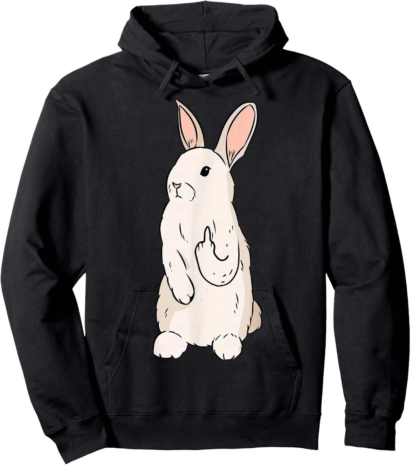 Bunny Giving The Finger Funny Easter Graphic Cool Hoodie - Hoodie | Black