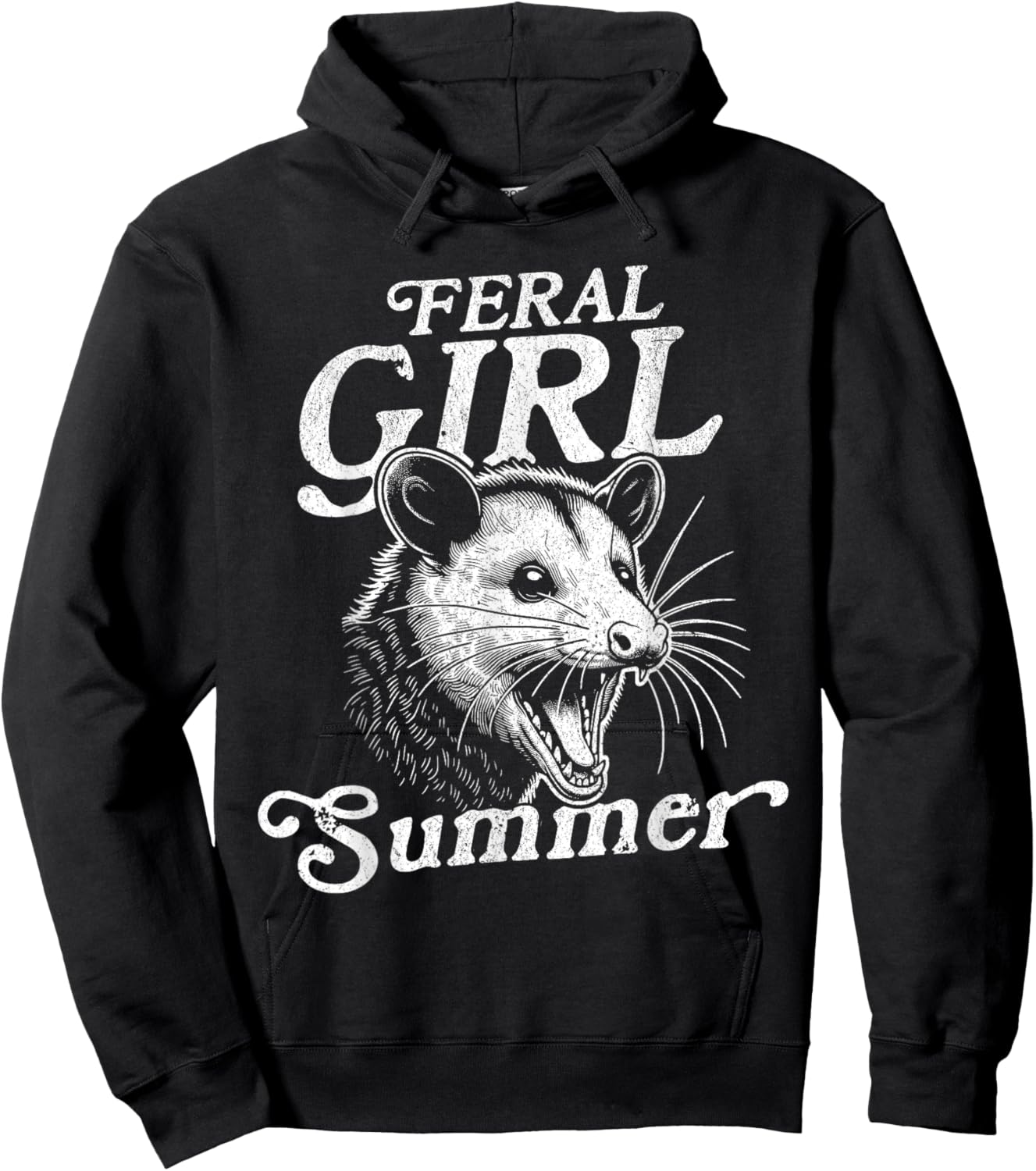 Feral Girl Summer Opossum Funny Hoodie - Hoodie | Black