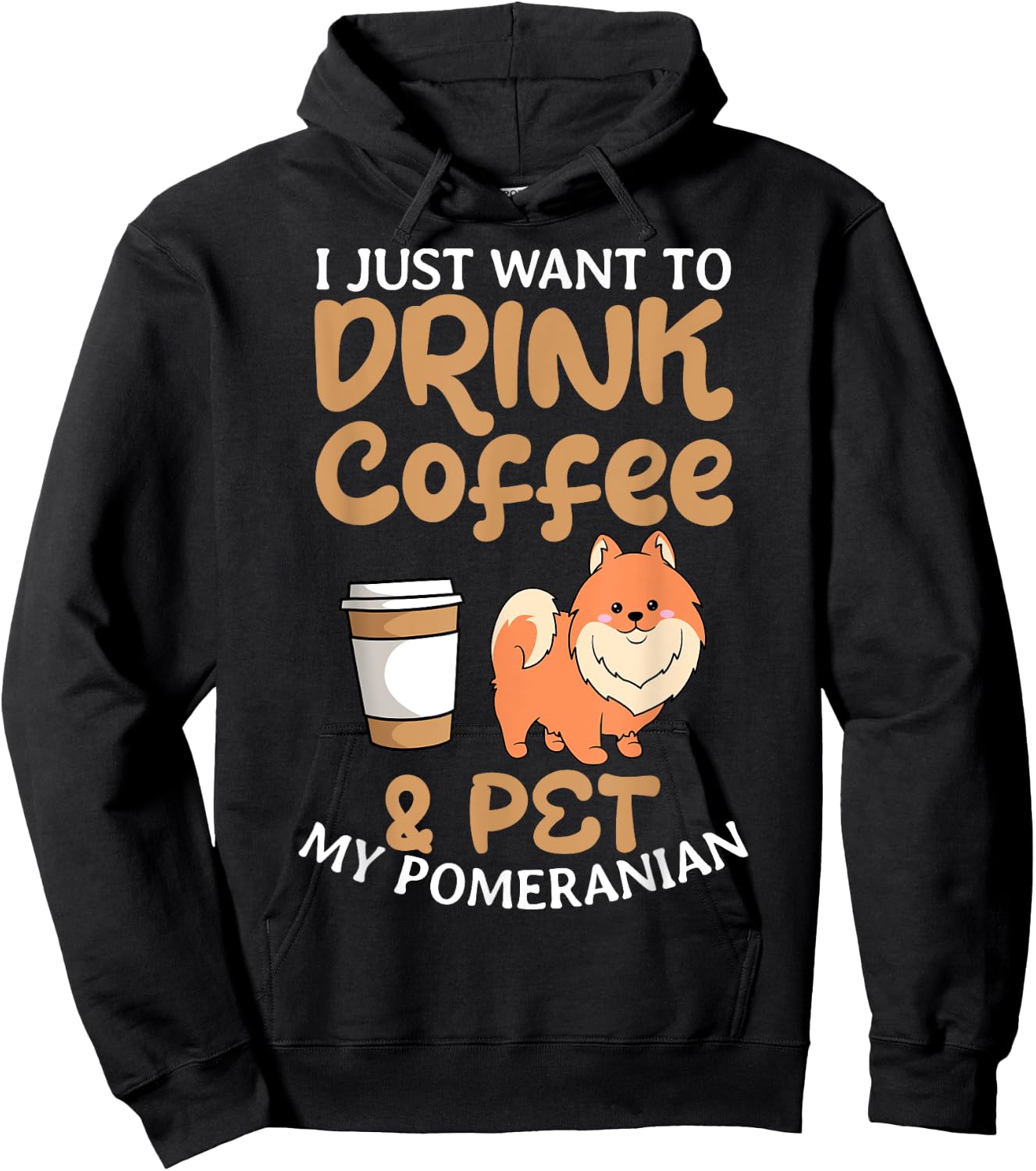 Pomeranian Coffee Lover Dwarf Spitz Pom Dog Owner Fur Parent Hoodie - Hoodie | Black