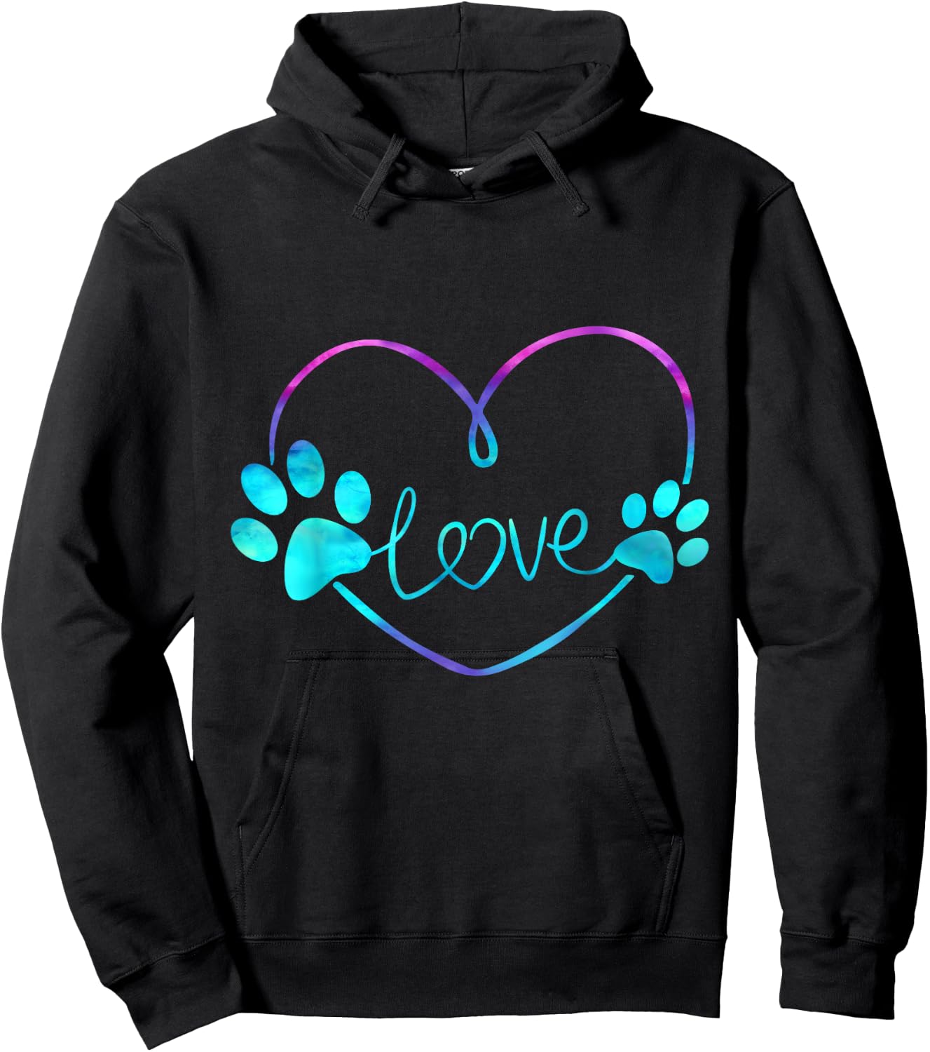 Purple and Teal Dogs with Two Paws , Black, S Hoodie - Hoodie | Black