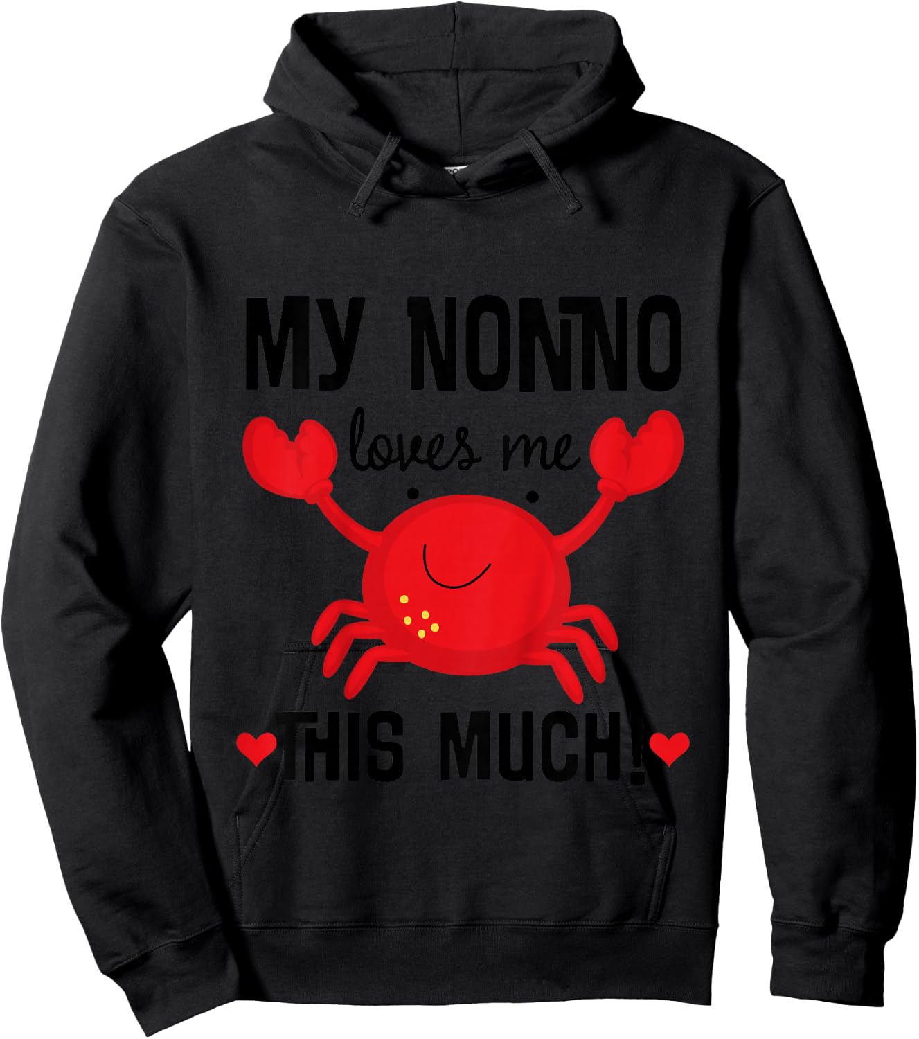 Kids My Nonno Loves Me Grandson Crab Hoodie - Hoodie | Black
