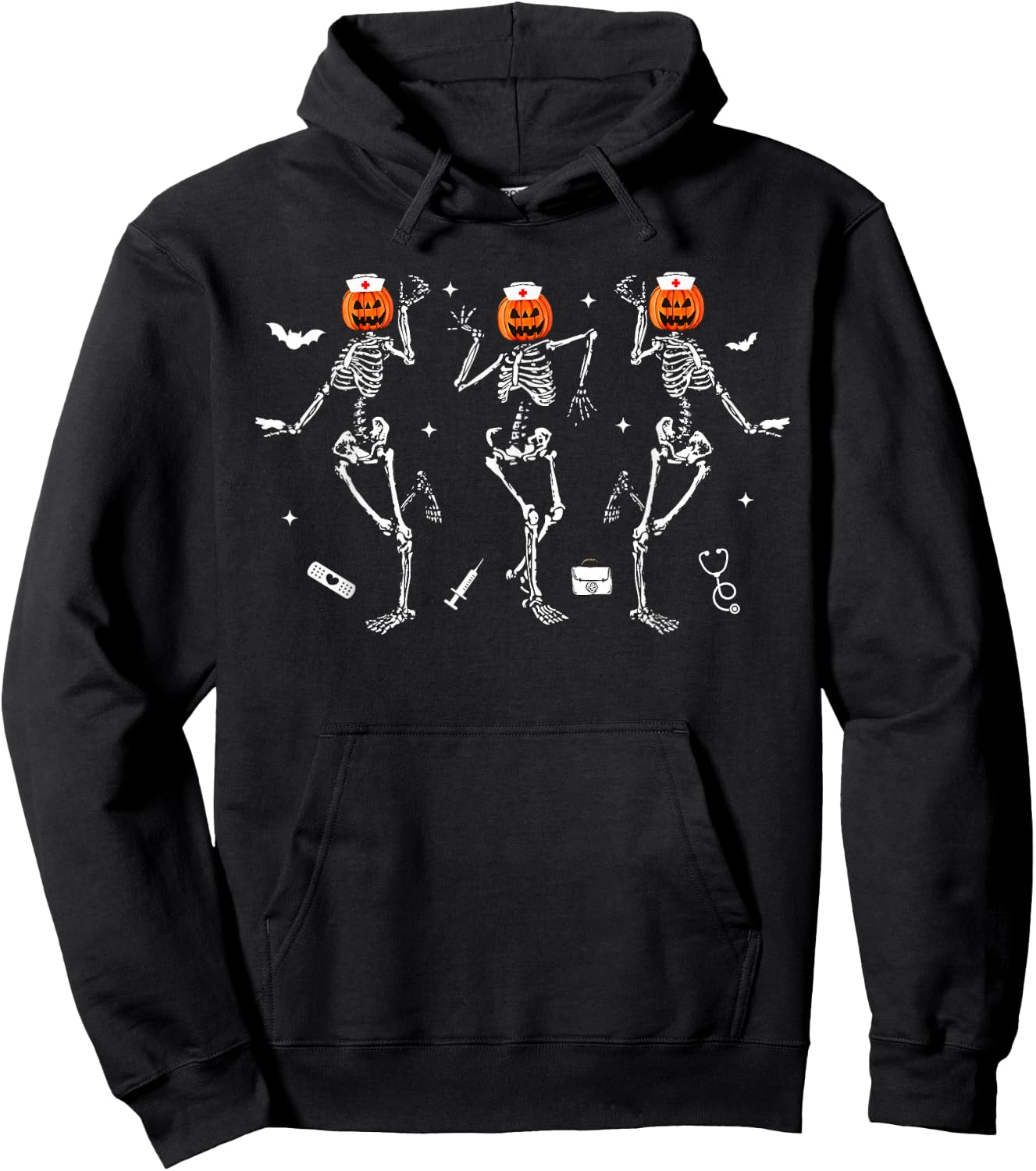 Nurse Skeleton Dancing Halloween Healthcare Crew Rn Nurse Hoodie - Hoodie | Black