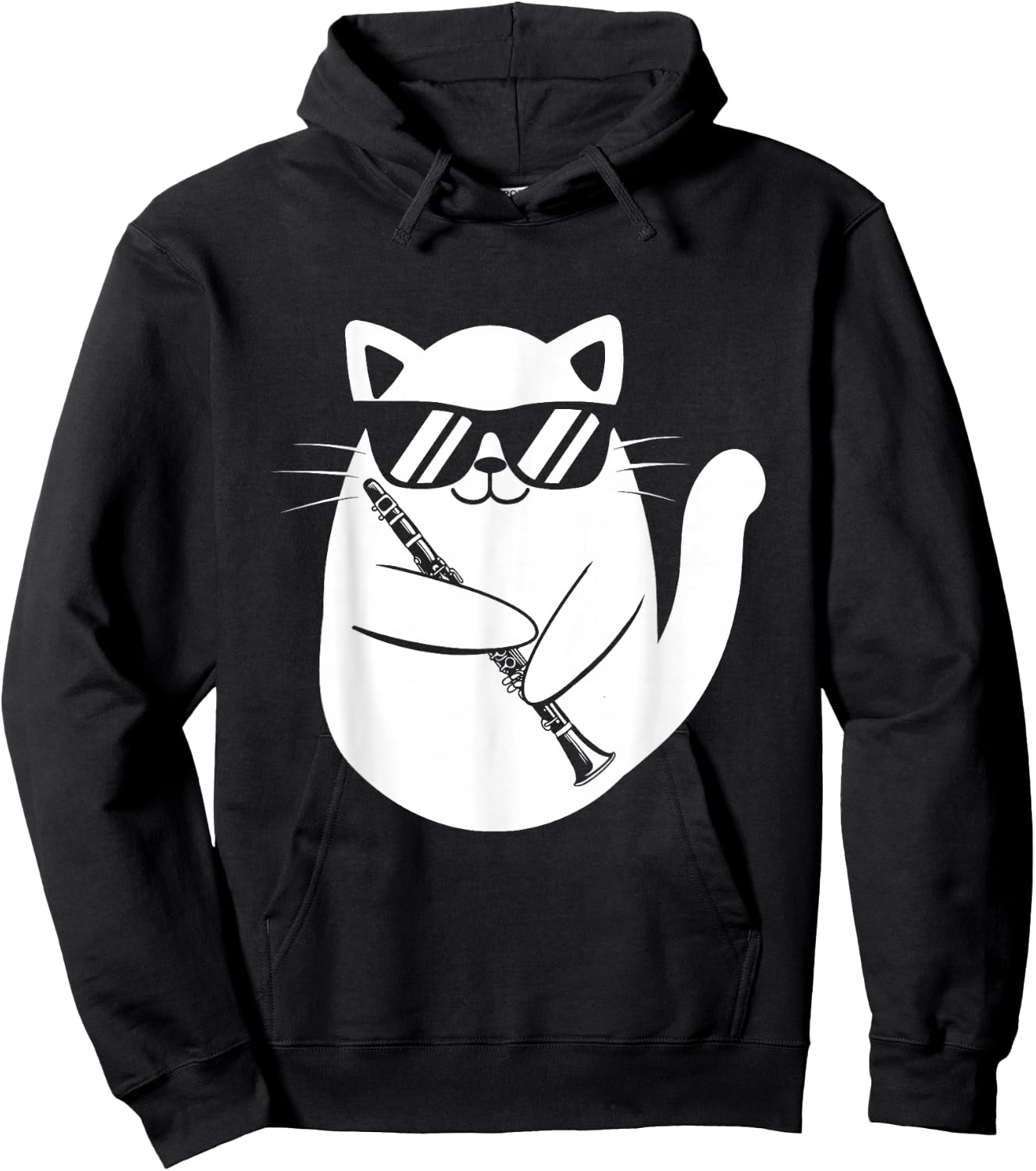 Clarinet Player - Cat Clarinetist Music Lover Marching Band Hoodie - Hoodie | Black