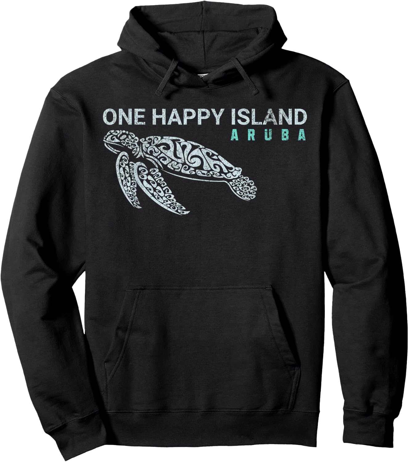 One Happy Island Aruba Tribal Turtle Vintage Style Hoodie - Hoodie | Black