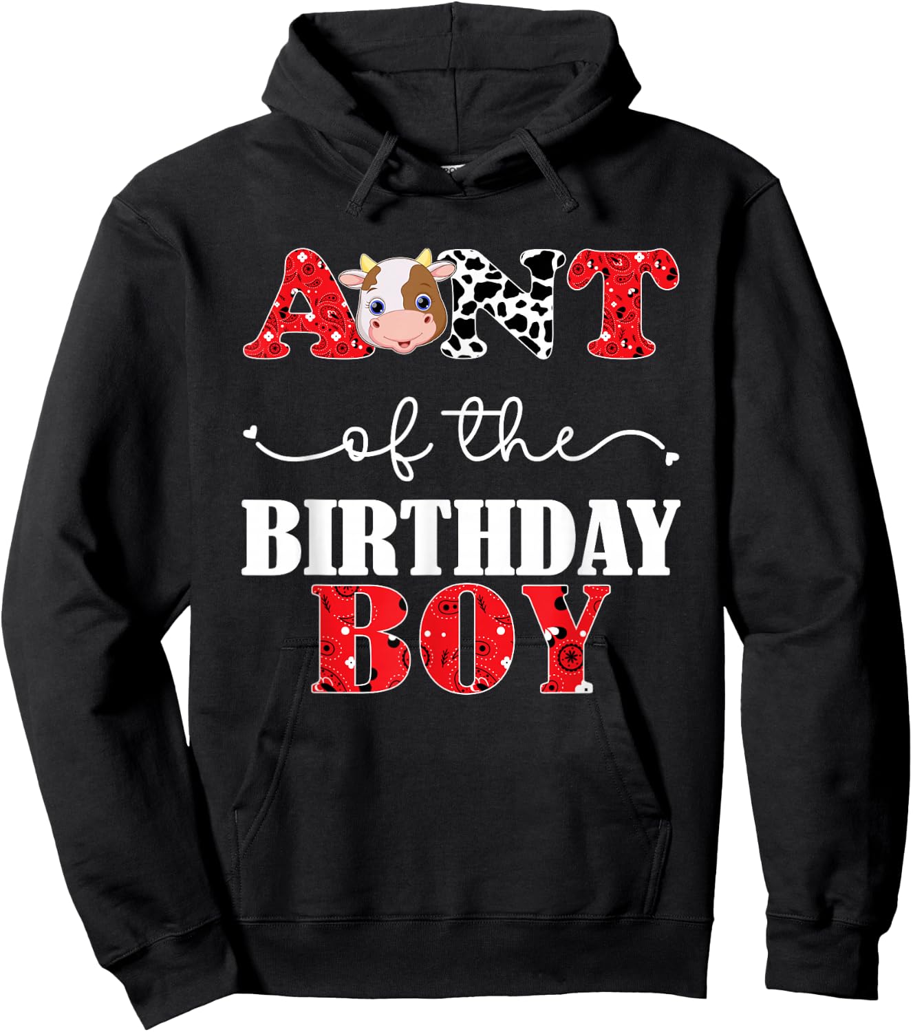 Aunt of The Birthday For Boy Cow Farm 1st Birthday Cow Hoodie - Hoodie | Black