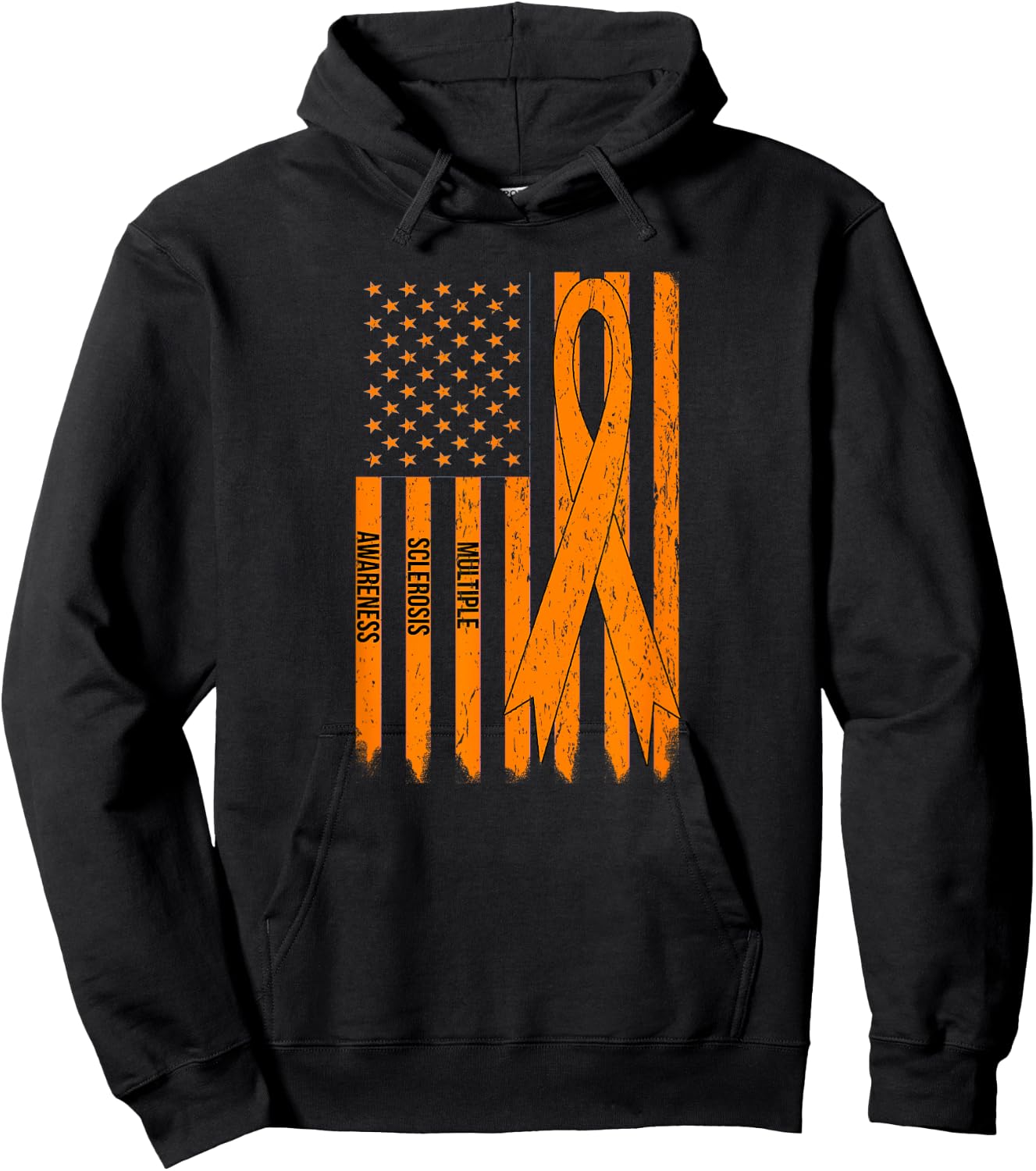 MS Awareness Gift Shirt Women MS Ribbon and Flag Hoodie - Hoodie | Black