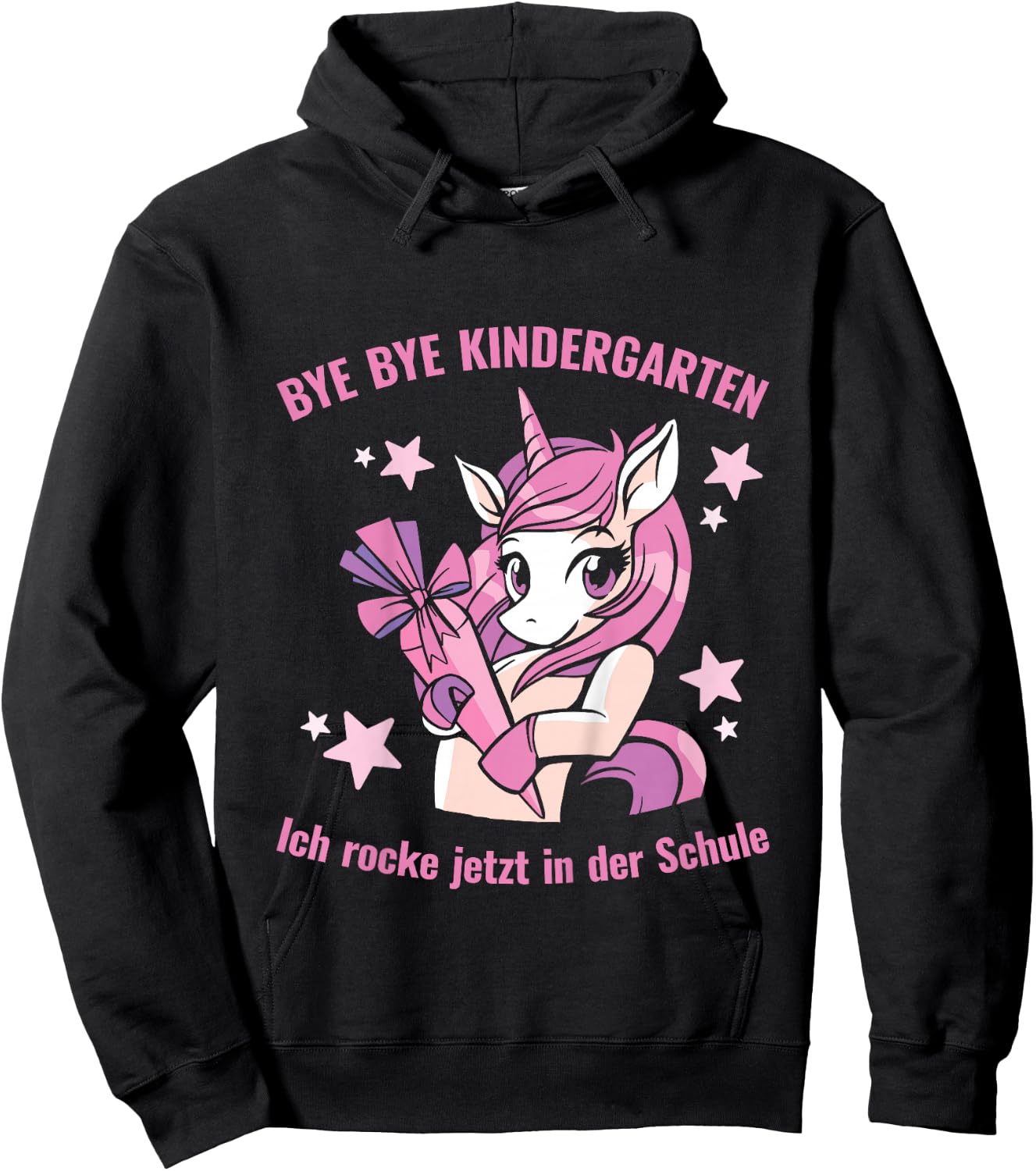 with German Text "Schulkind Ich Rocke Jetzt In Der Schule Unicorn" Hoodie - Hoodie | Black