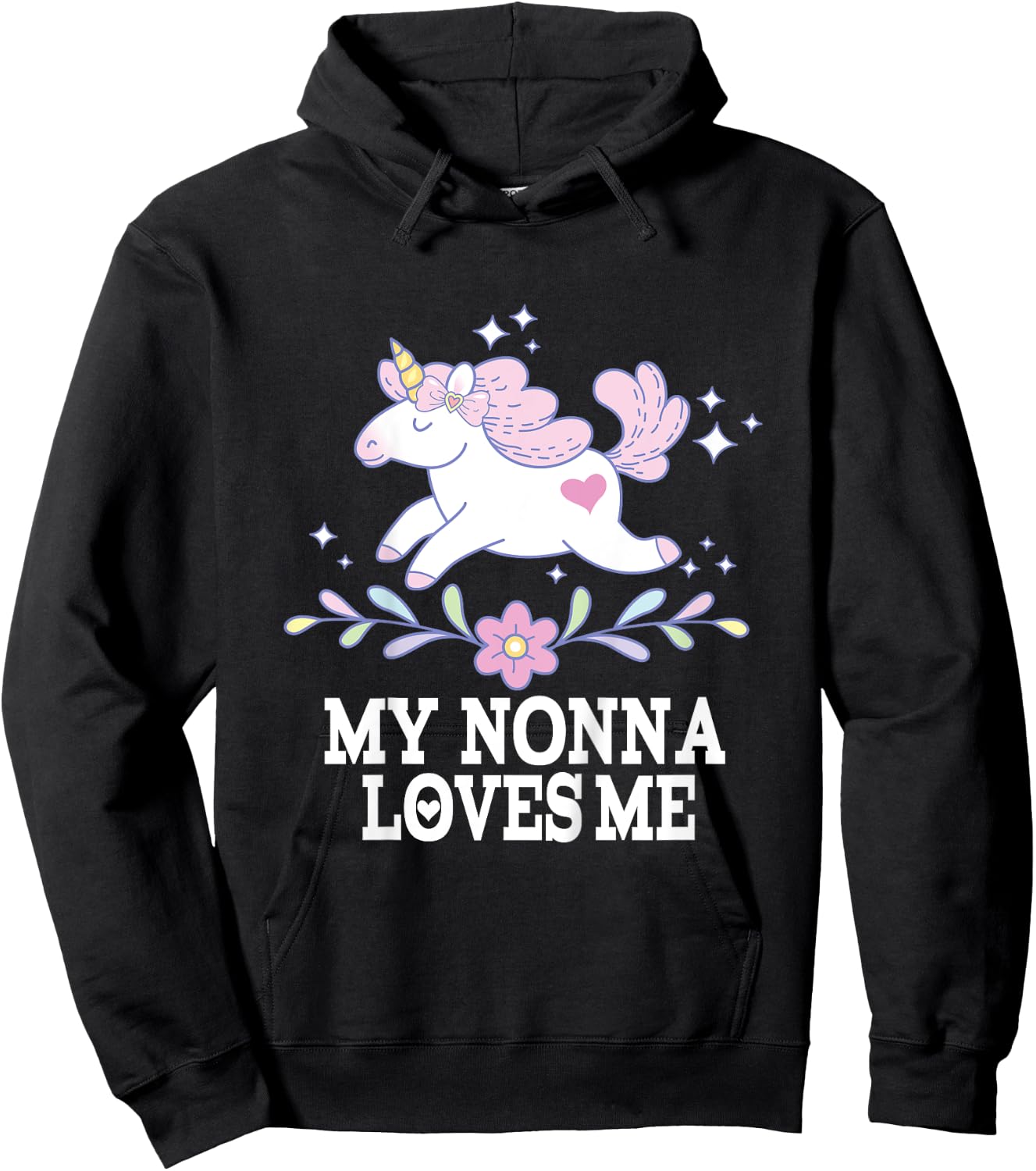 My Nonna Loves Me Granddaughter Unicorn Hoodie - Hoodie | Black