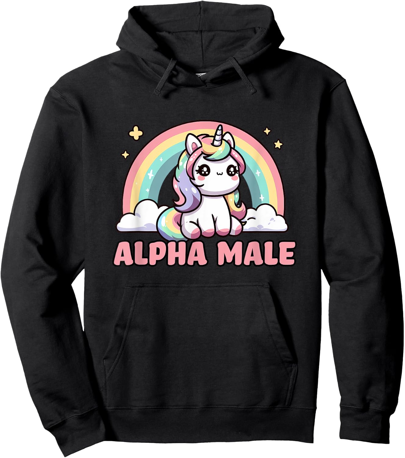 Funny Ironic Men Cute Alpha Male Unicorn , Black, S Hoodie - Hoodie | Black