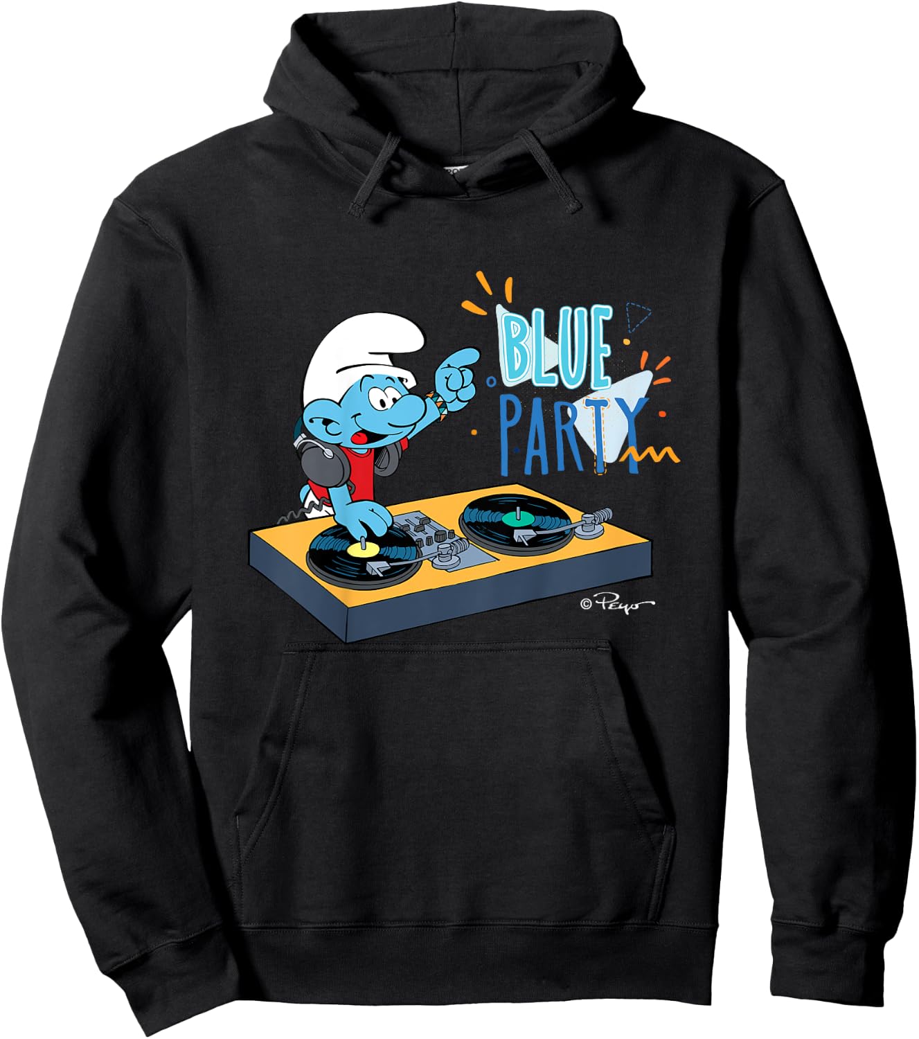 Children's with Blue Party Design Hoodie - Hoodie | Black