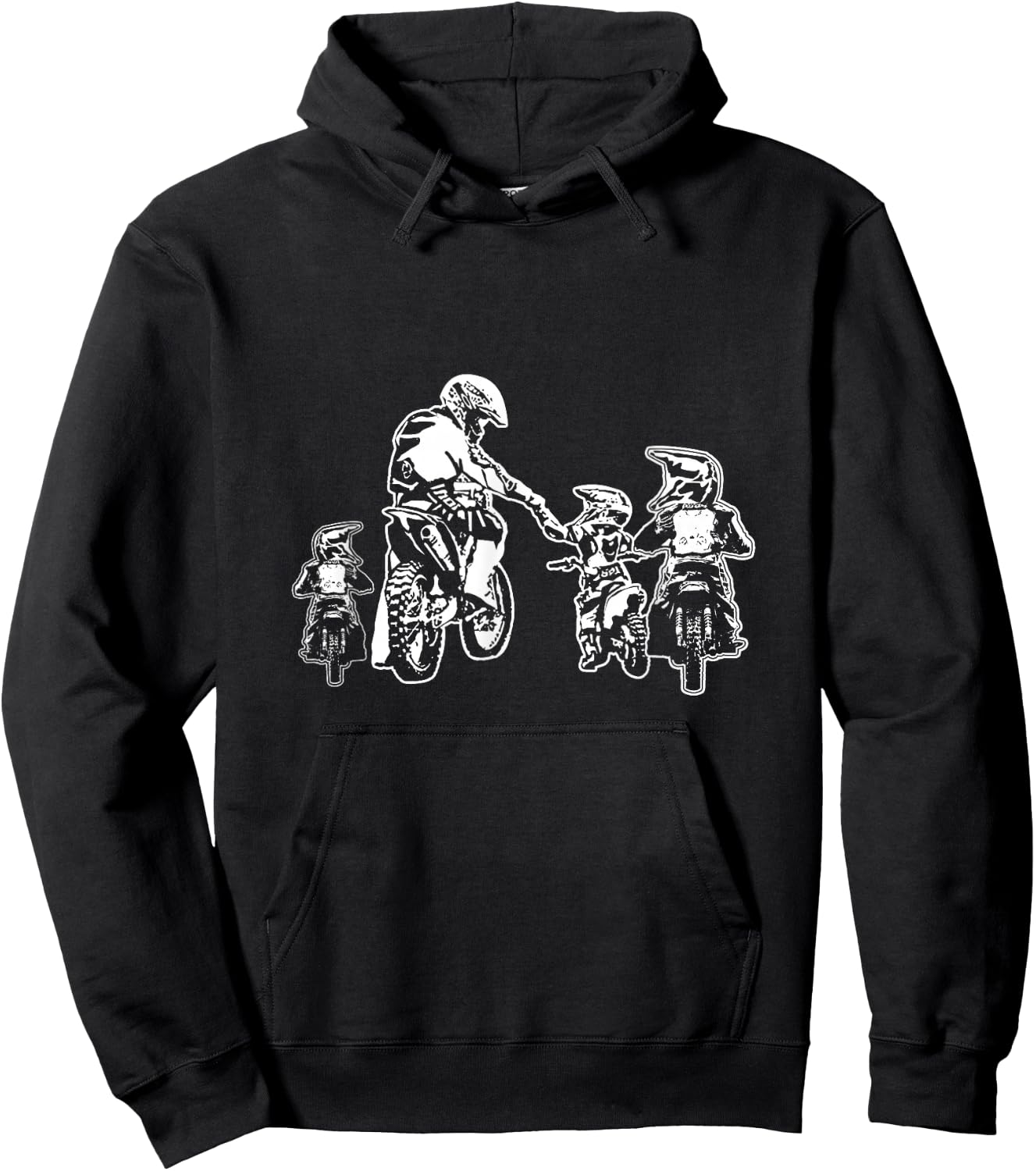 Motocross Dirt Bike Dad with Three Children Motorcycle Father's Day Hoodie - Hoodie | Black