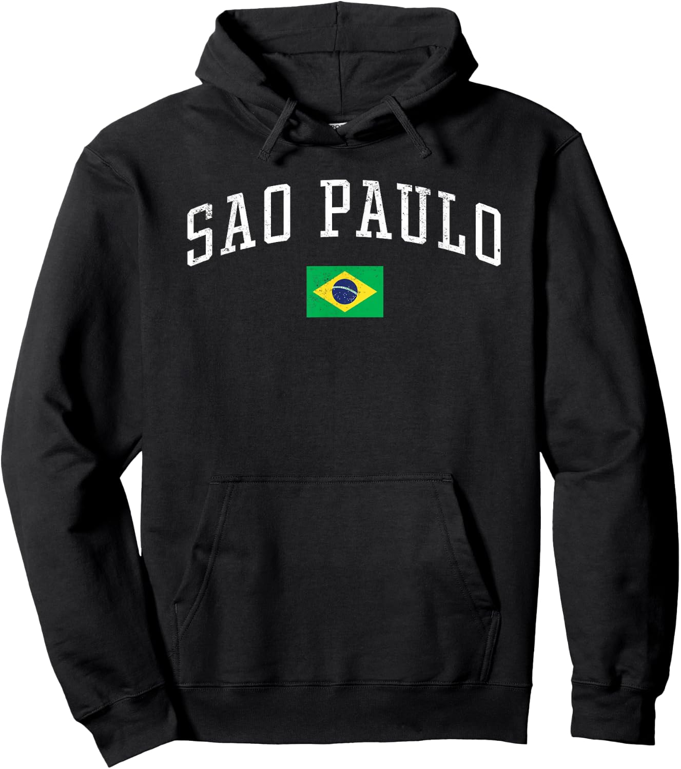 Vintage Sao Paulo Brasil Country Flag Souvenir Vacation Hoodie - Hoodie | Black