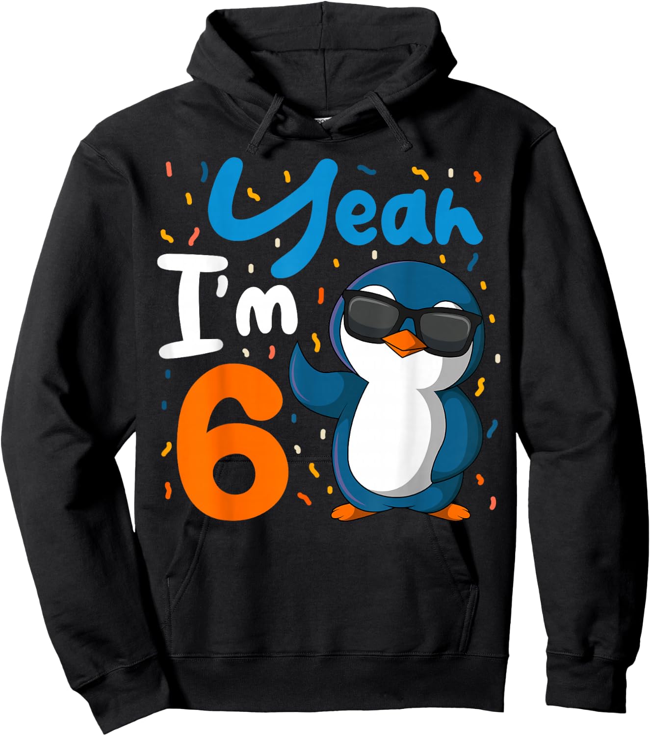 Penguin 6th Birthday Ice Party Lover Cool Arctic Celebrant Hoodie - Hoodie | Black
