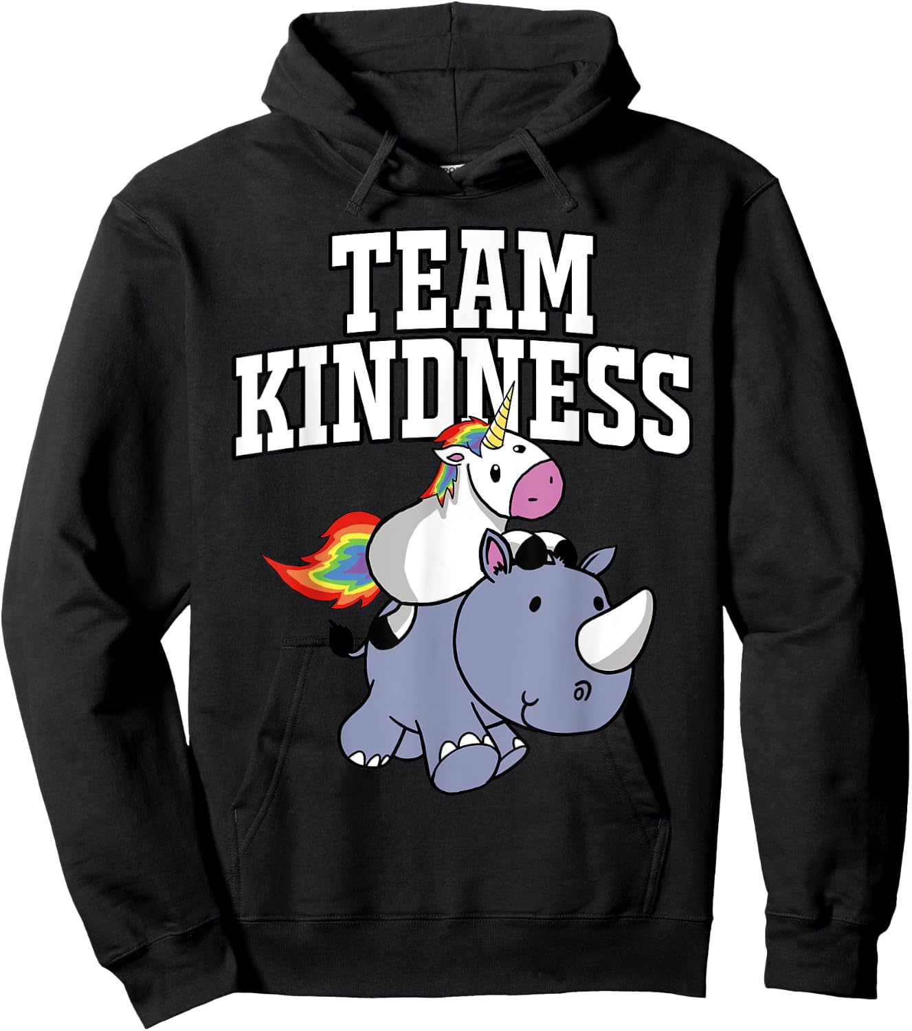 Choose Kind Shirt - Rhino Unicorn Team Kindness Shirt Hoodie - Hoodie | Black
