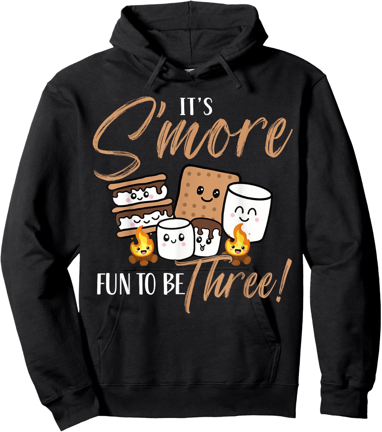 It's S'more Fun To Be Three 3 Birthday Campfire Marshmallow Hoodie - Hoodie | Black