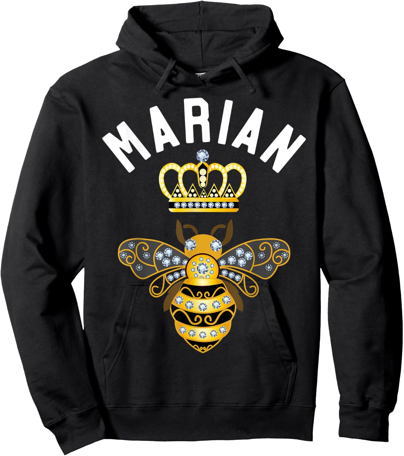 Marian Name Marian Birthday Gifts Queen Crown Bee Marian Hoodie - Hoodie | Black