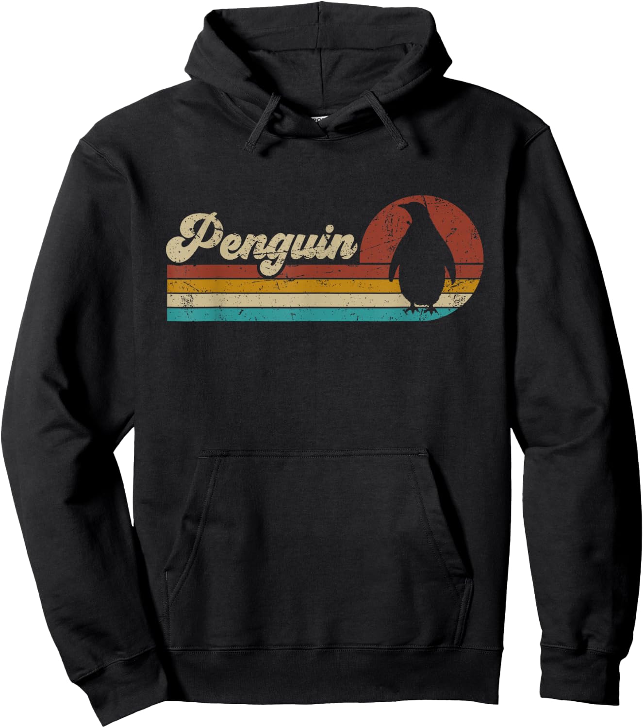 Retro Vintage Penguin Women Kids Funny Penguin Lover Hoodie - Hoodie | Black