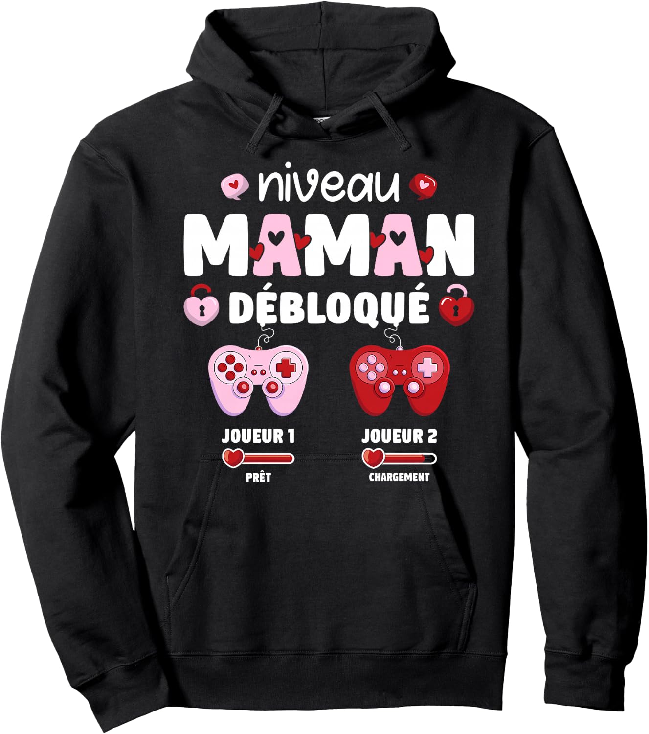 Enceinte Maman Niveau Maman Débloqué Geek en Cours 2025 Haut de Gamme Hoodie - Hoodie | Black