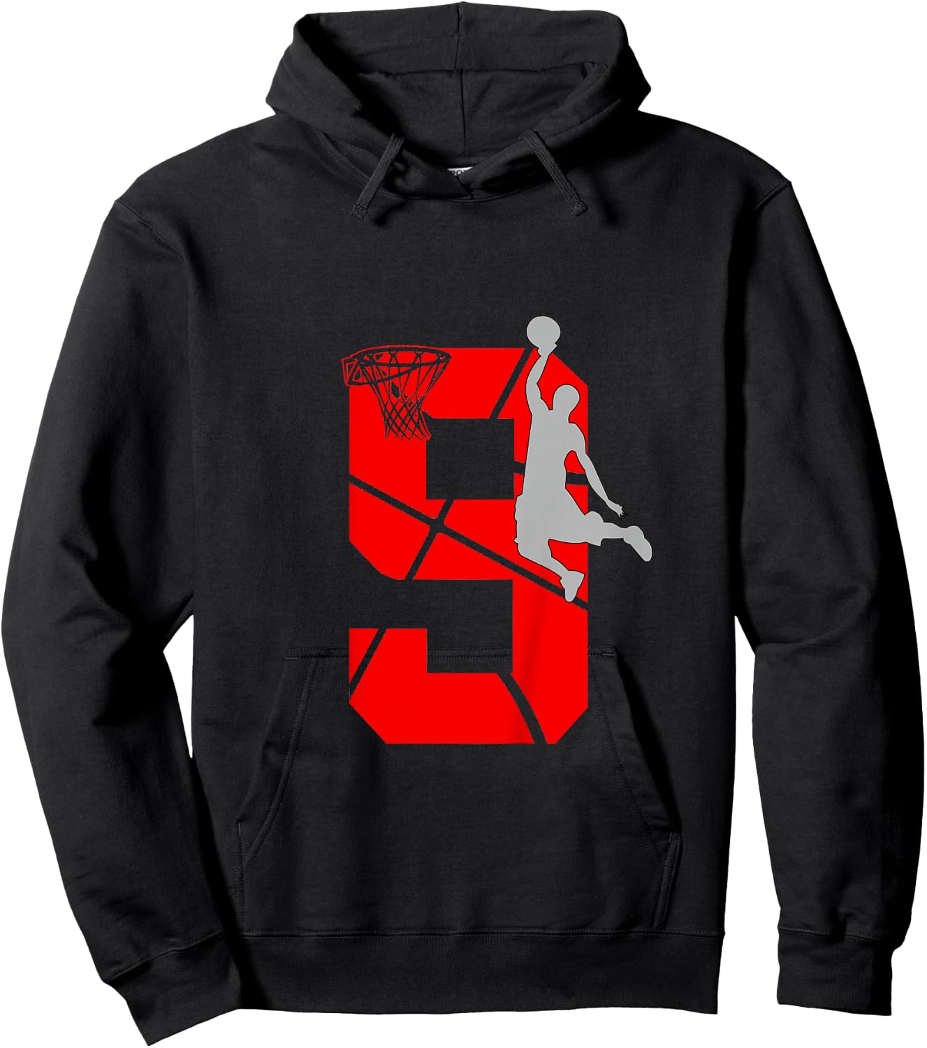 9 Year Old 9th Basketball Birthday PartyTheme Boys Girls Hoodie - Hoodie | Black