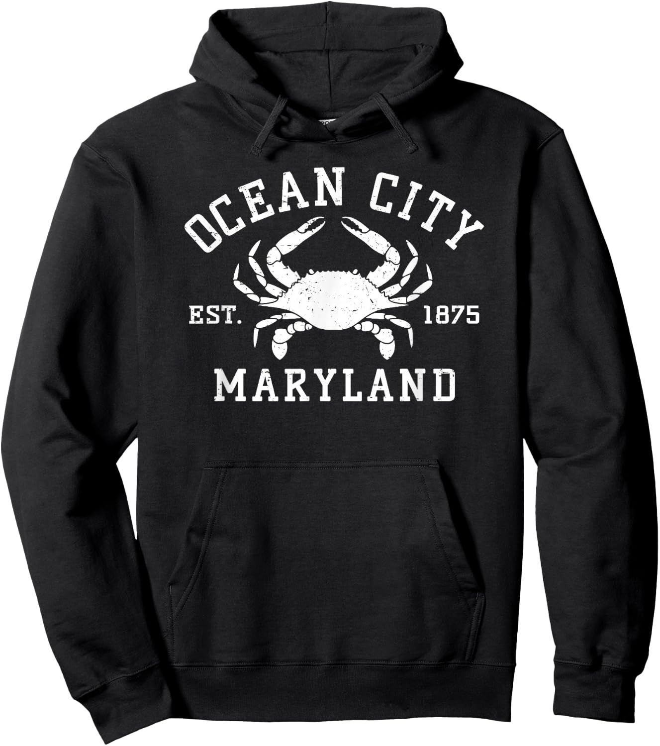 Ocean City Maryland Crab Souvenir Retro Throwback Men Women Hoodie - Hoodie | Black