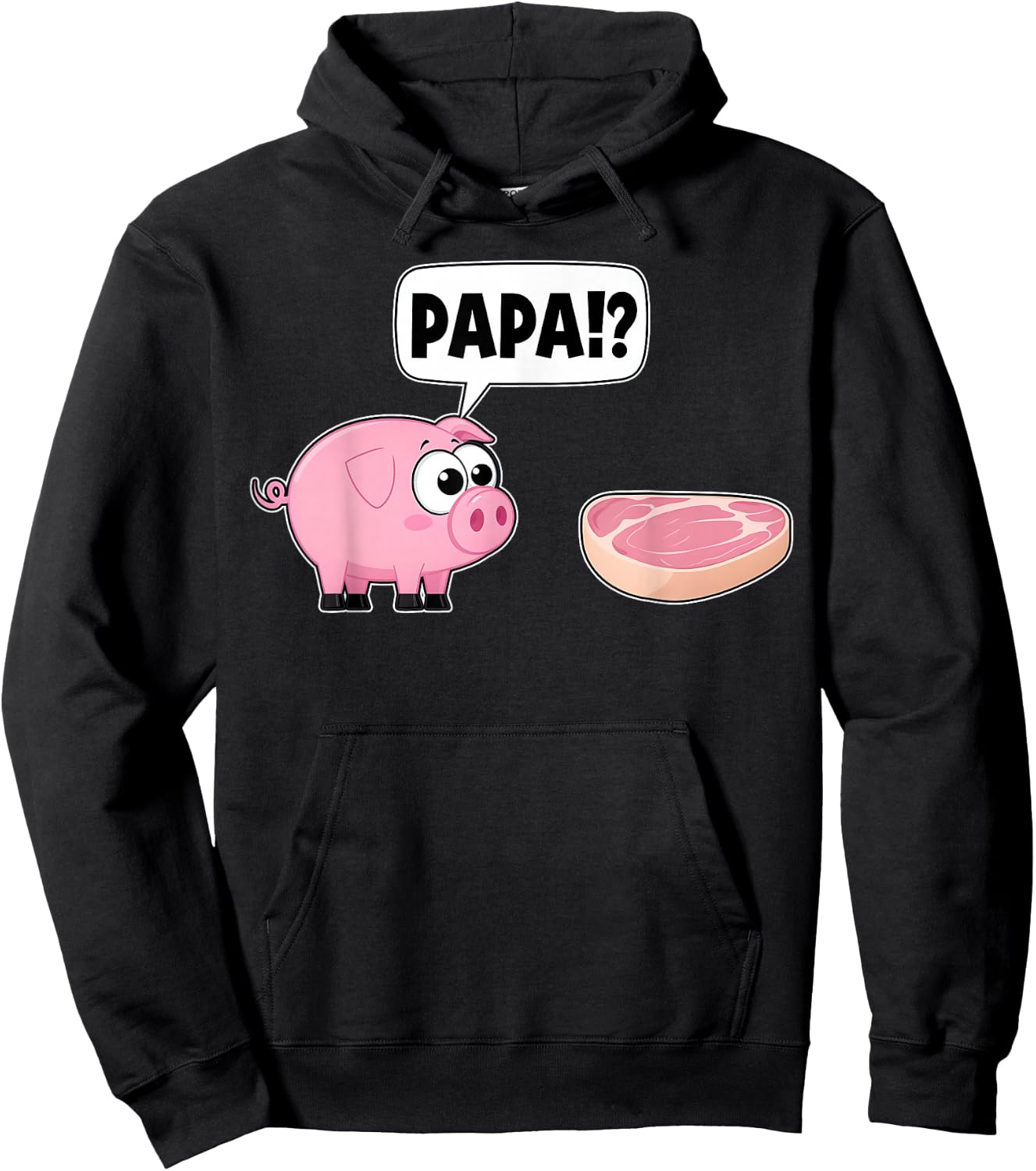 Papa Funny Pig Steak Dialogue X Barbecue , black Hoodie - Hoodie | Black