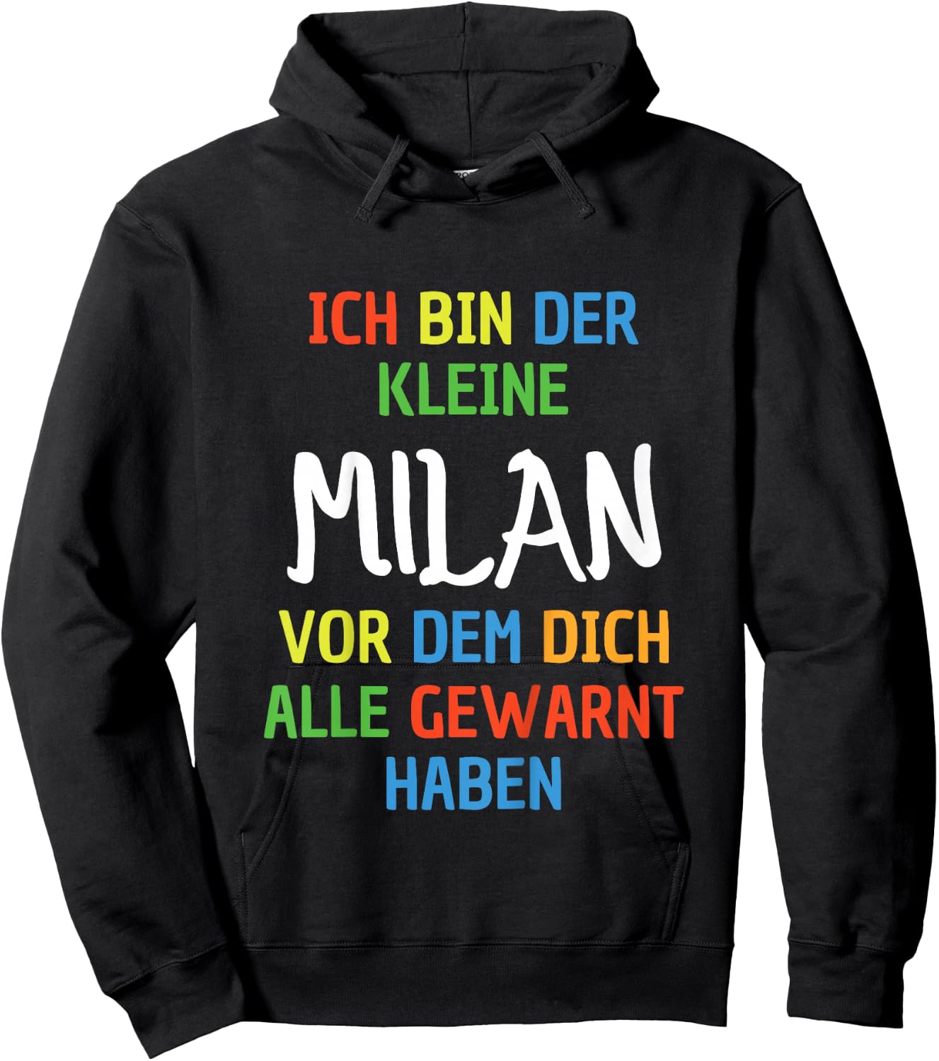 Children's Name Milan with German Text "Ich Bin Der Kleine Milan, black Hoodie - Hoodie | Black