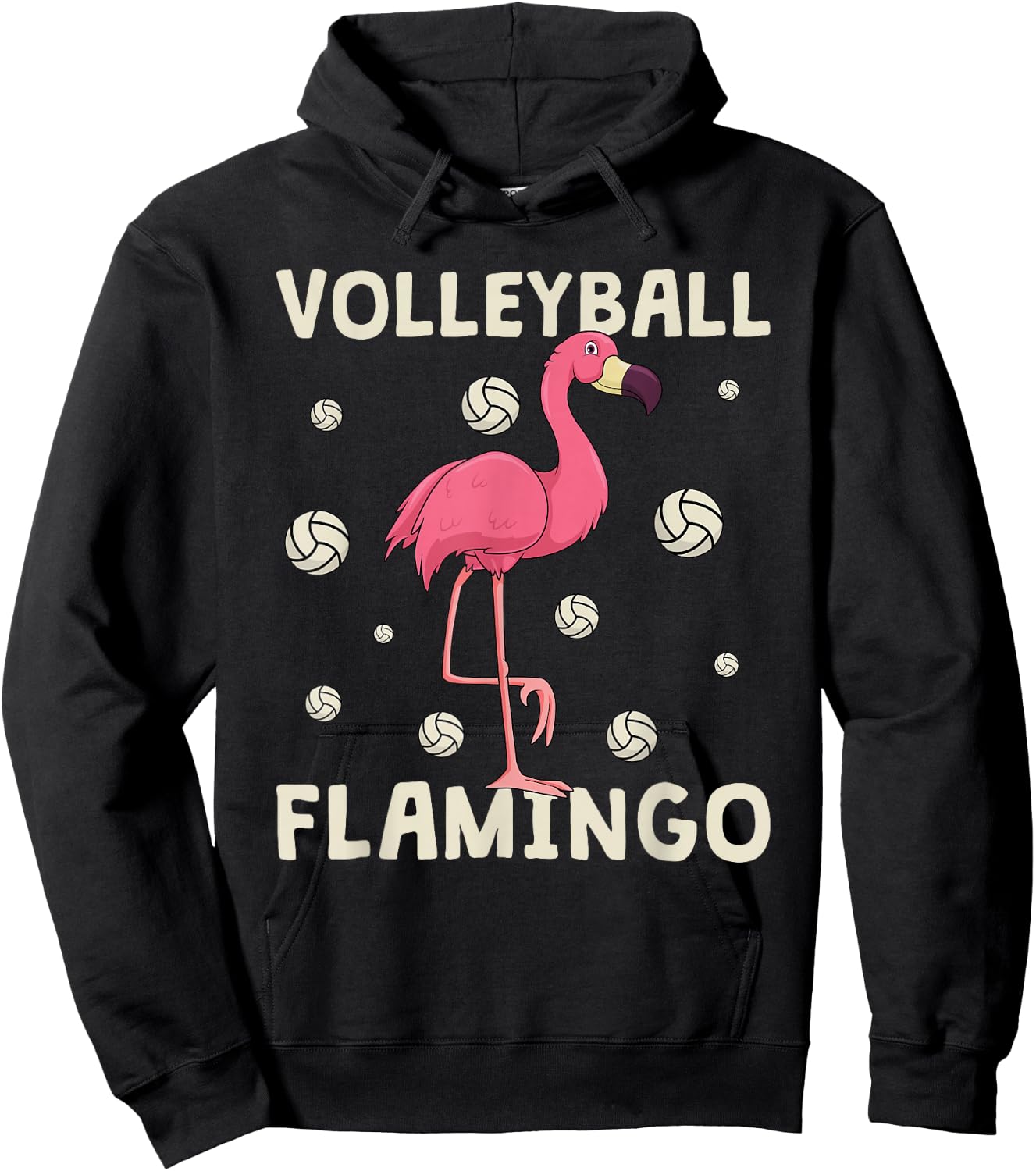 Pink Flamingo Volleyball Funny Beach Vball Girls Hoodie - Hoodie | Black