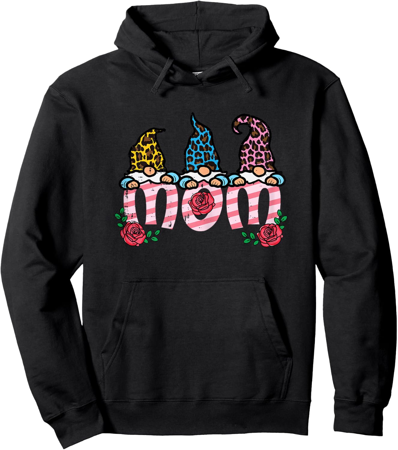 Mothers Day Gnomes Mom Cute Mama Mommy Floral Garden Women Hoodie - Hoodie | Black