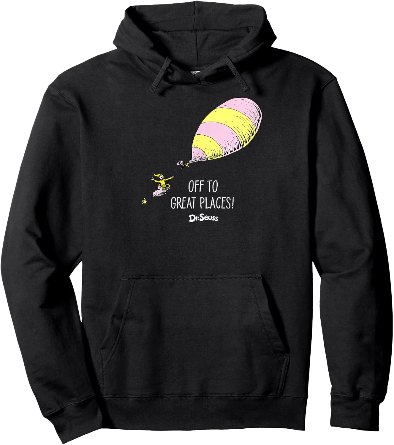 Dr. Seuss Oh the Places, Off to Great Places Hoodie - Hoodie | Black