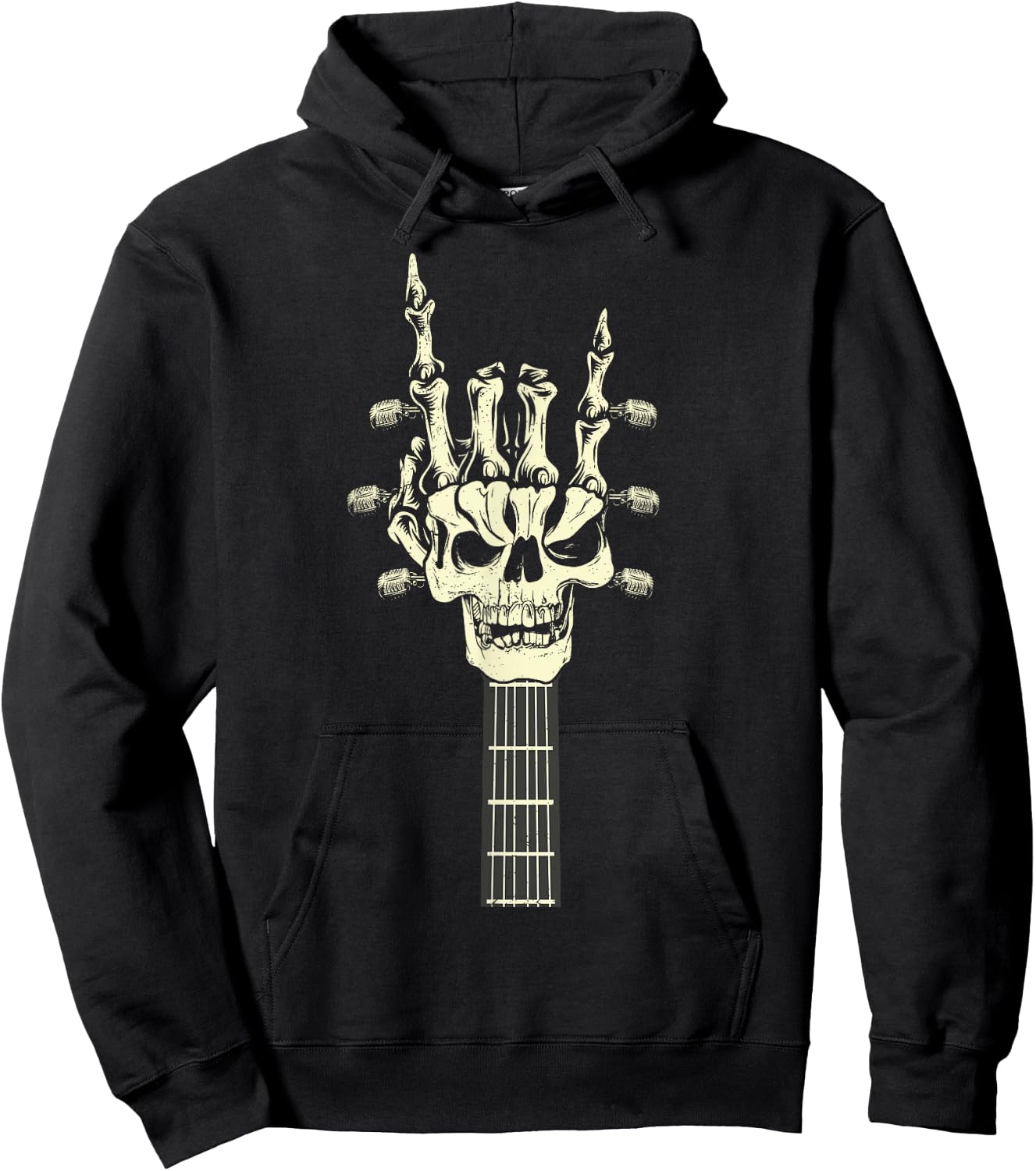 Rock On Skeleton Hand Guitar Rock & Roll Men Women Rock Band Hoodie - Hoodie | Black