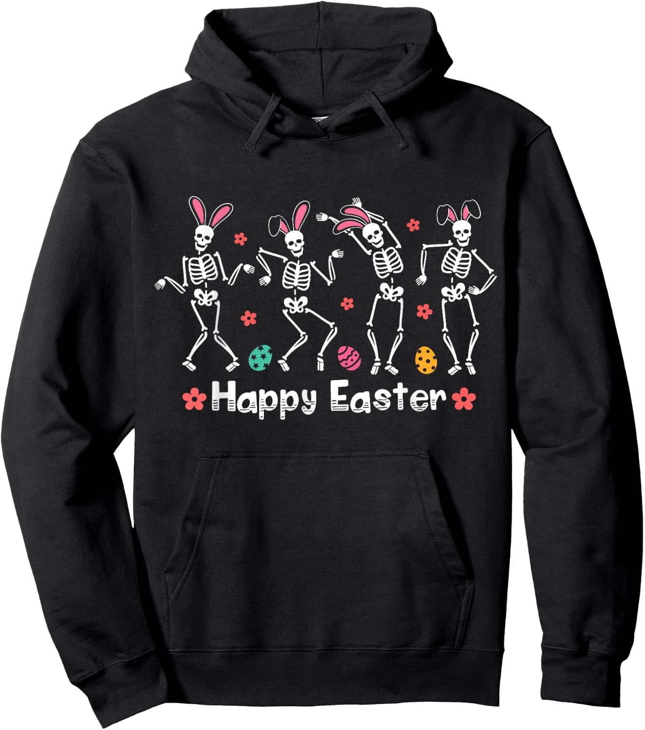 Happy Easter Funny Bunny Dancing Skeletons Easter Egg Rabbit Hoodie - Hoodie | Black