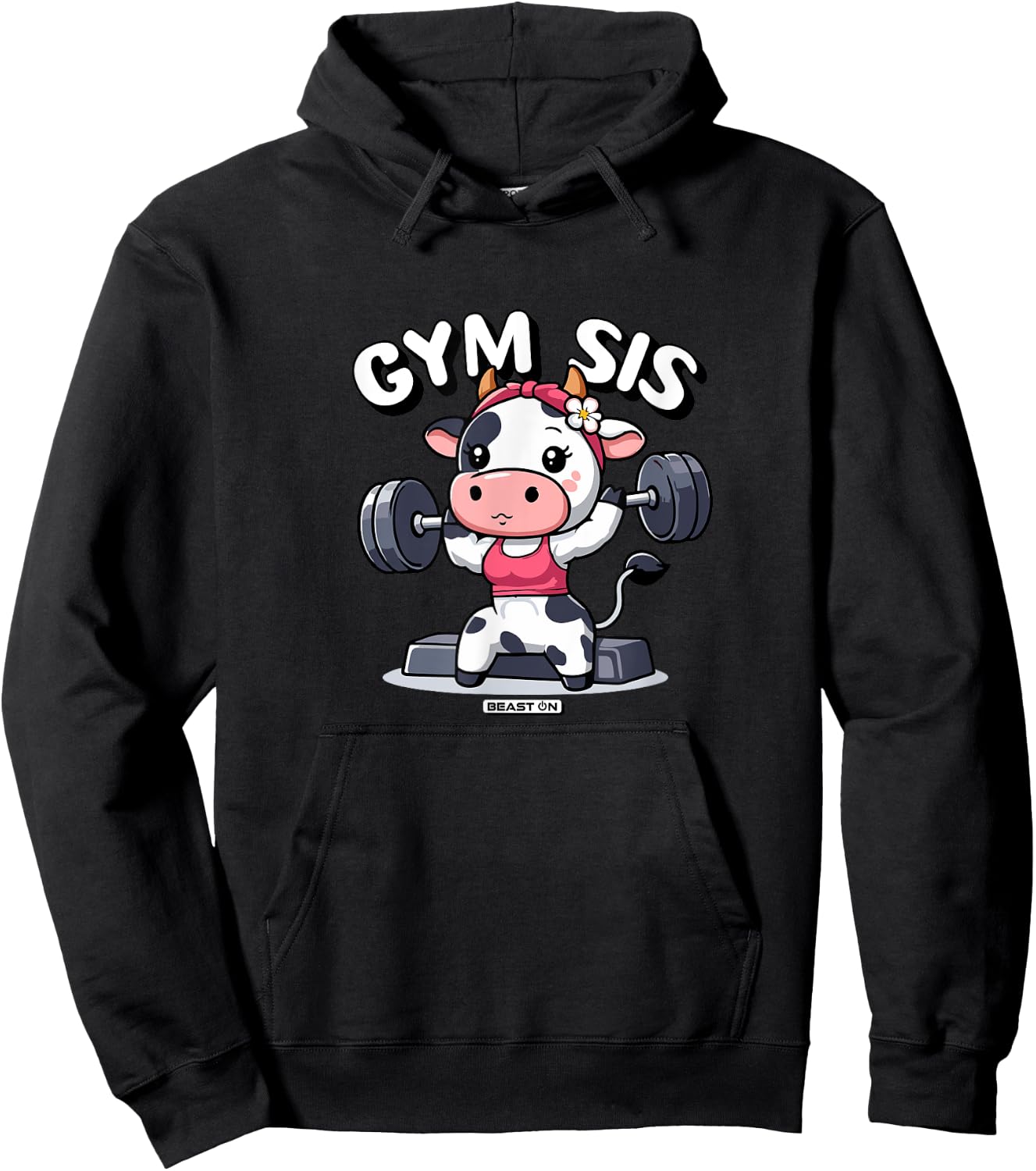 Gym Sis Cow Funny Fitness Training Cute Women Hoodie - Hoodie | Black