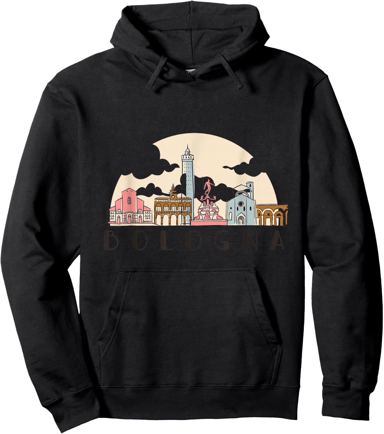 Bologna Skyline Vintage Italian Souvenir Italy Hoodie - Hoodie | Black