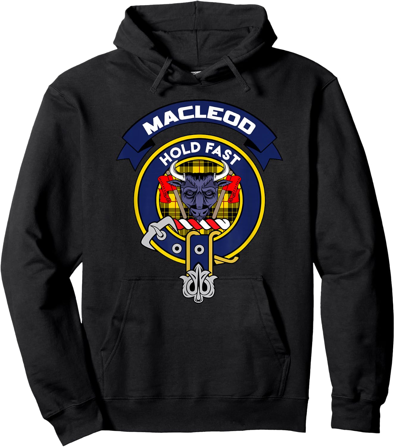 MacLeod Clan Badge Scottish Tartan Hoodie - Hoodie | Black