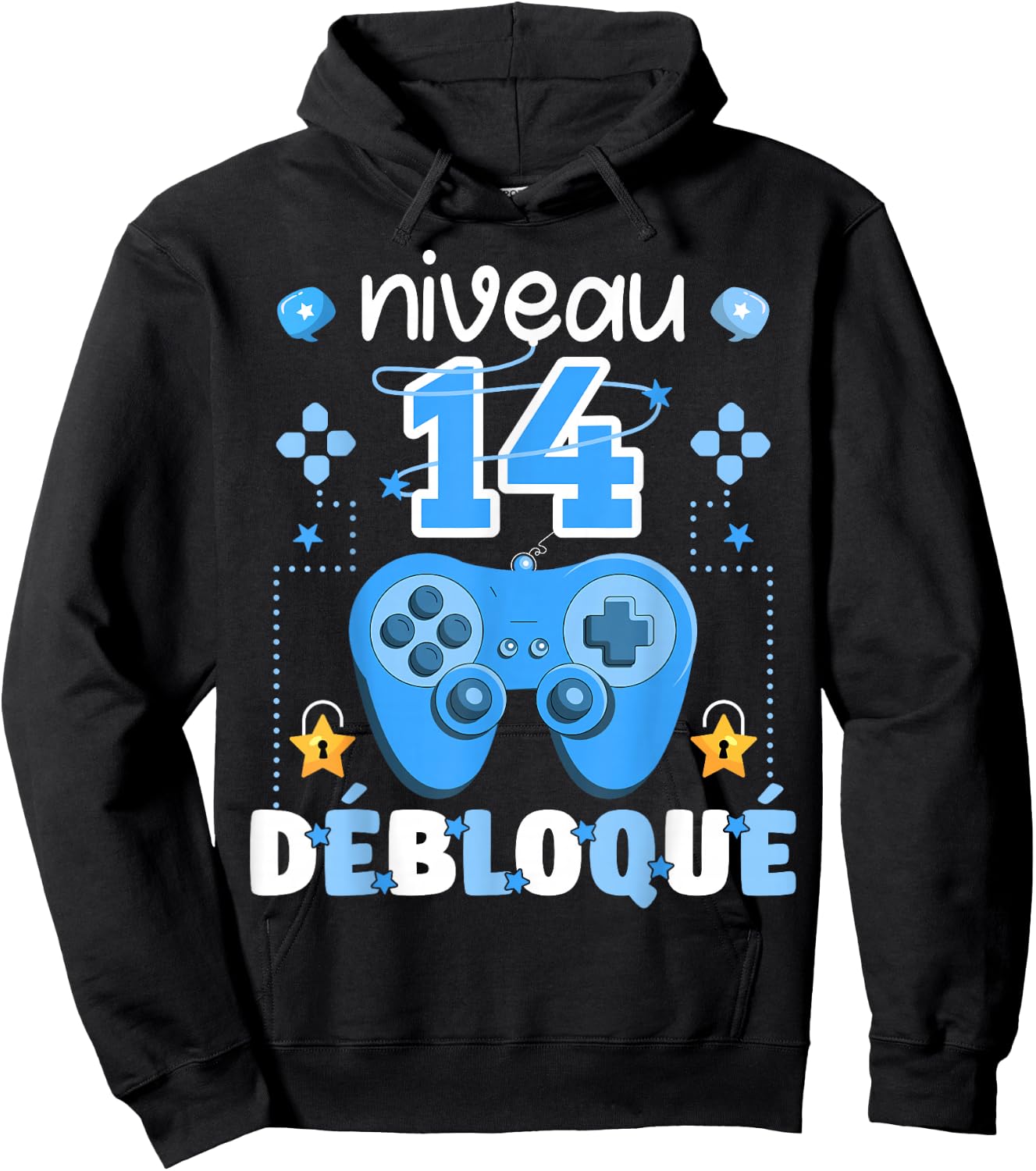 Level 14 Unlocked Gaming Teen Geek Birthday 14 Years Gamer , Black, S Hoodie - Hoodie | Black