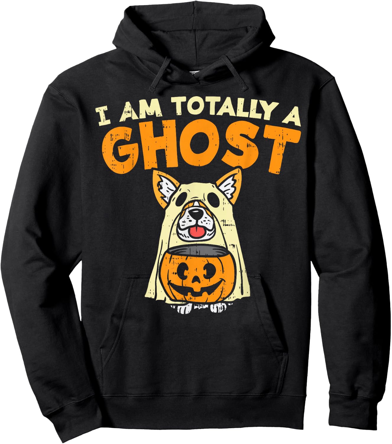 Welsh Corgi Totally Ghost Funny Halloween Costume Dog Owner Hoodie - Hoodie | Black