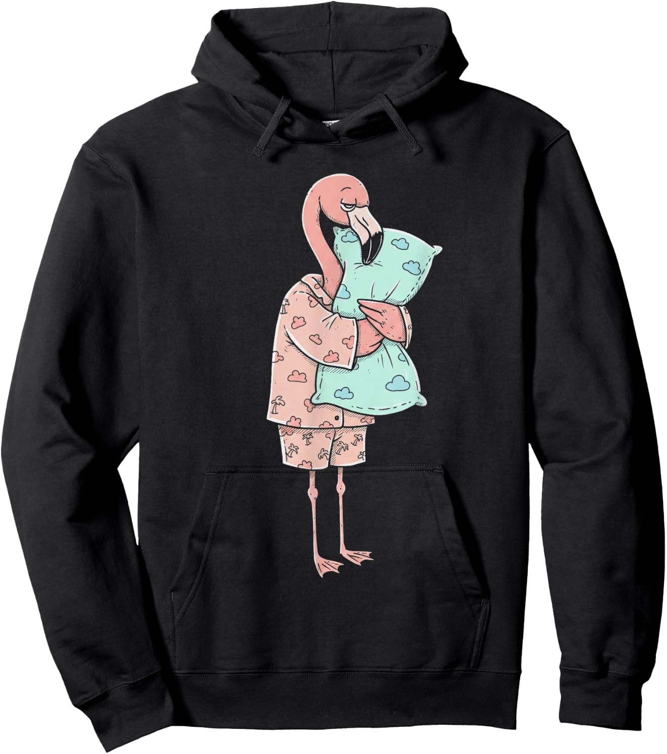 Funny Sleepy Flamingo Pajama Women Men Kids Boys And Girls Hoodie - Hoodie | Black