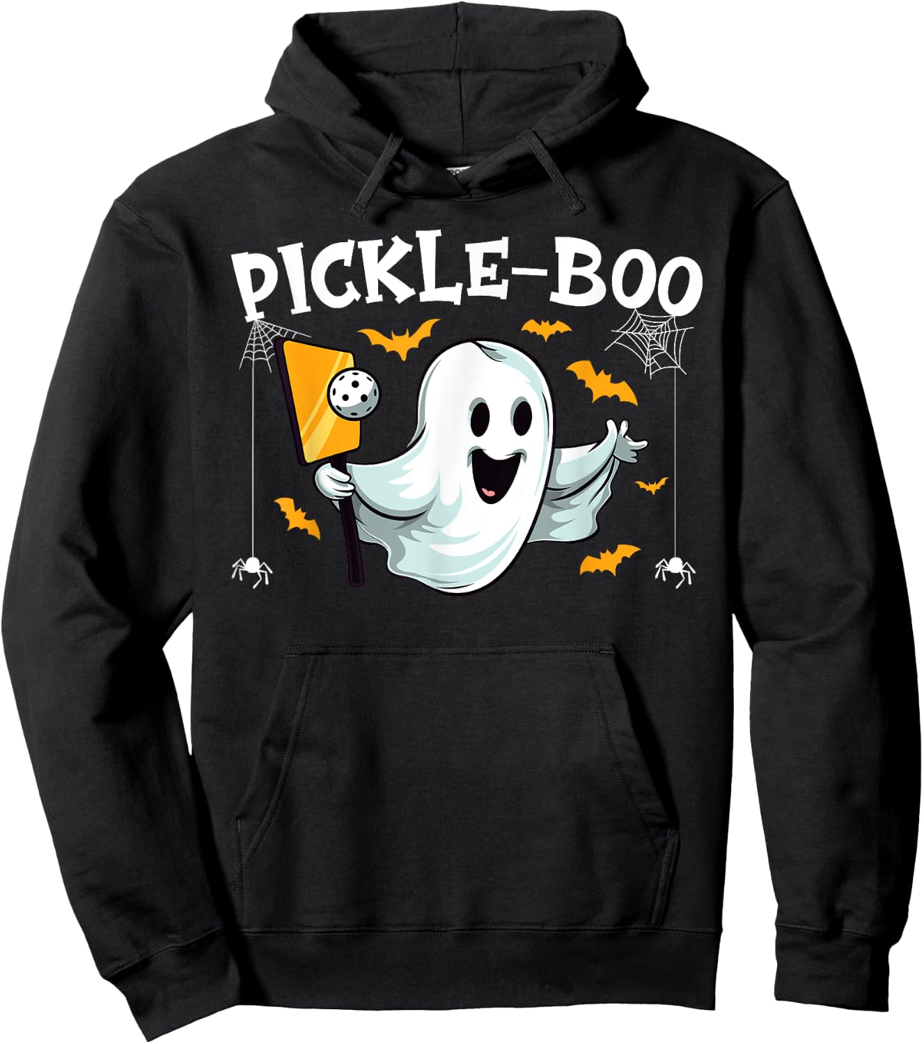 Pickleball Halloween Funny Ghost Pickle-boo Pun Paddle Hoodie - Hoodie | Black